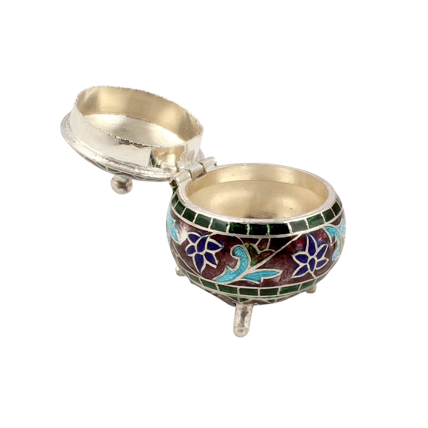 925 Sterling Silver Handmade Trinket Box Solid Kumkum Casket Box Sindoor Box