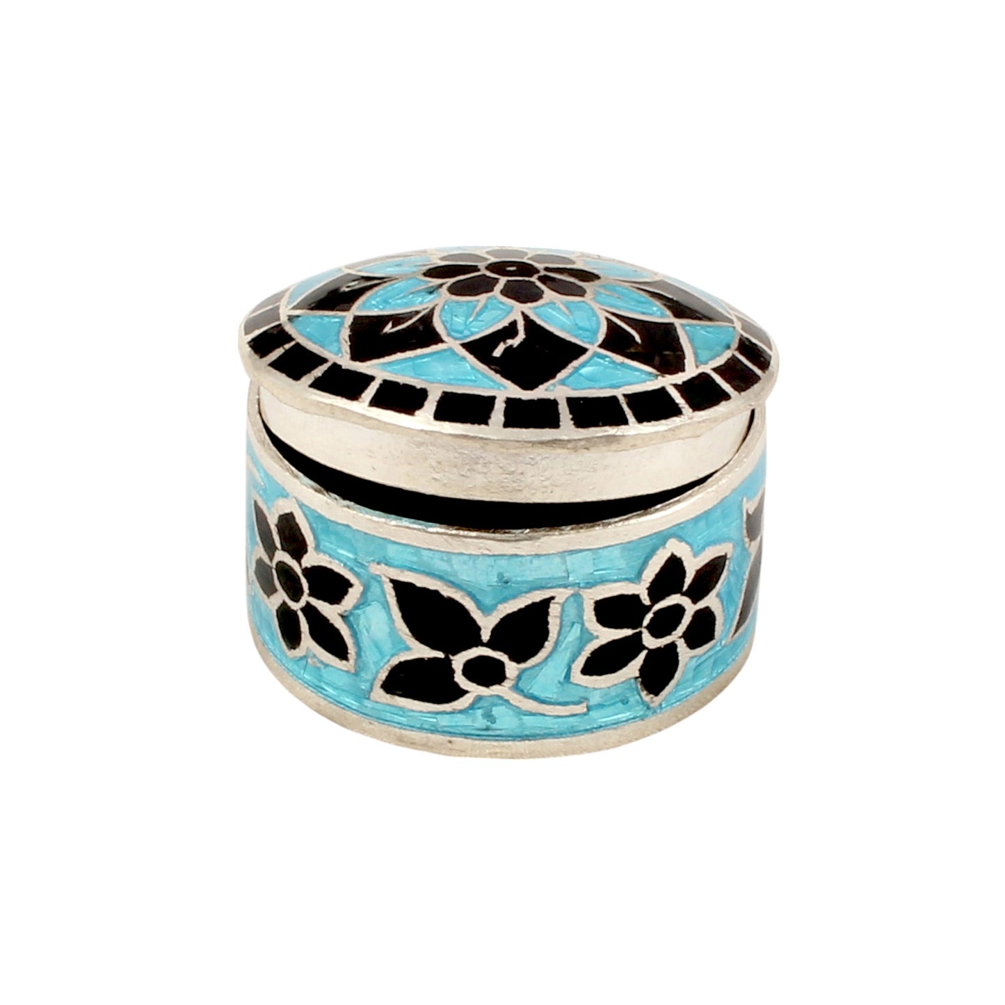 Traditional Enamel Silver Box 925 Sterling Silver Vintage Handmade Jewelry Box