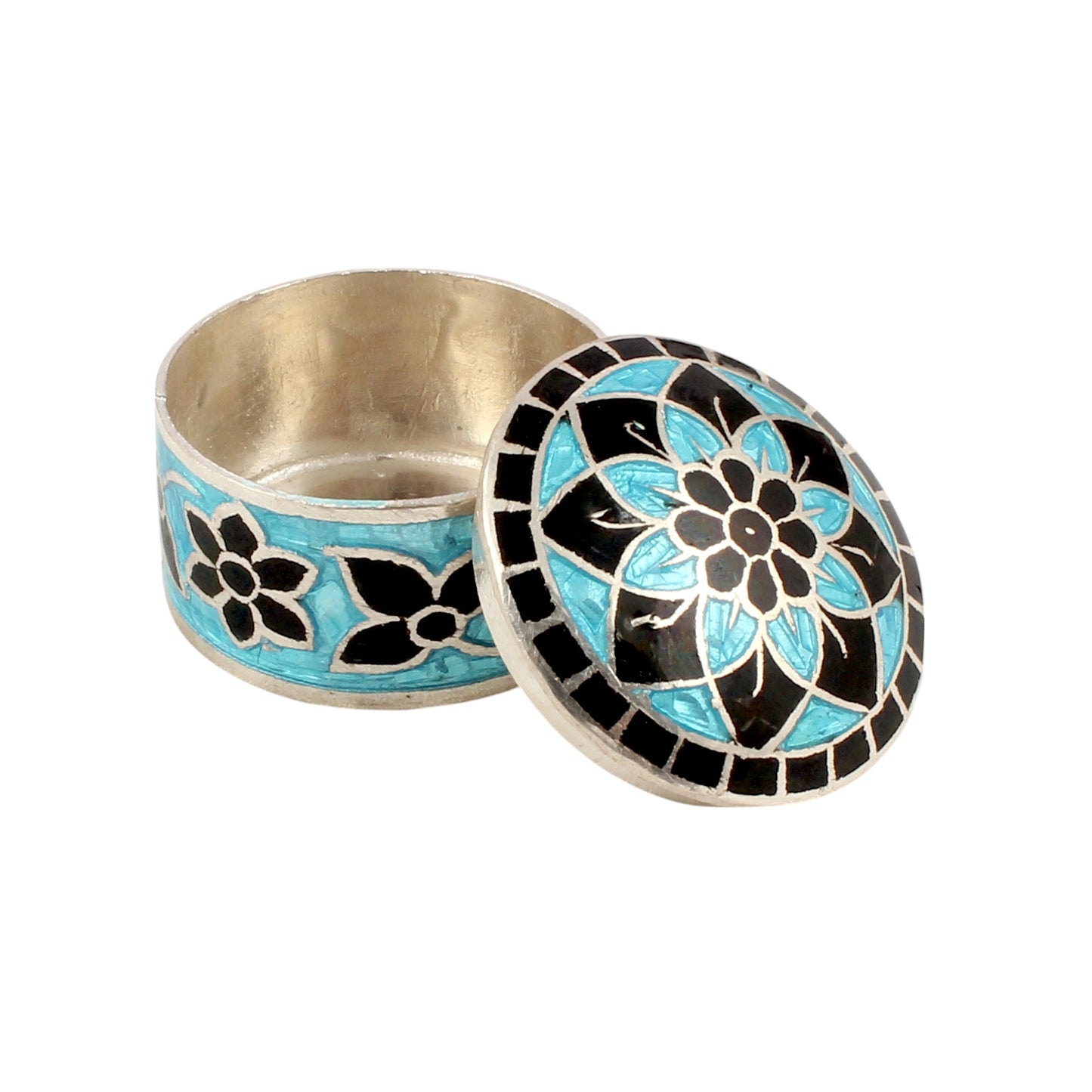 Traditional Enamel Silver Box 925 Sterling Silver Vintage Handmade Jewelry Box