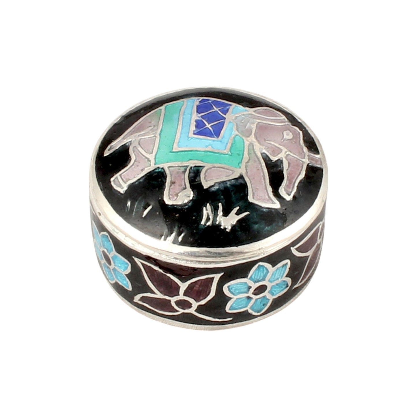Elephant Enamel Work Box 925 Sterling Silver Enamelled Jewelry Store Box