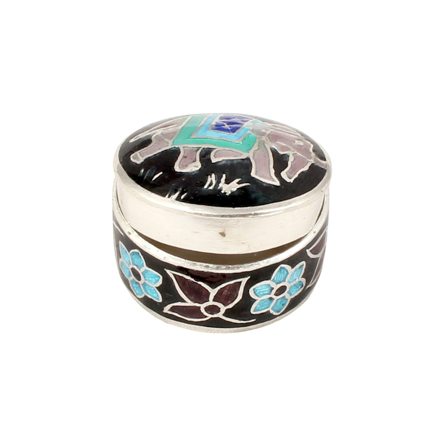 Elephant Enamel Work Box 925 Sterling Silver Enamelled Jewelry Store Box