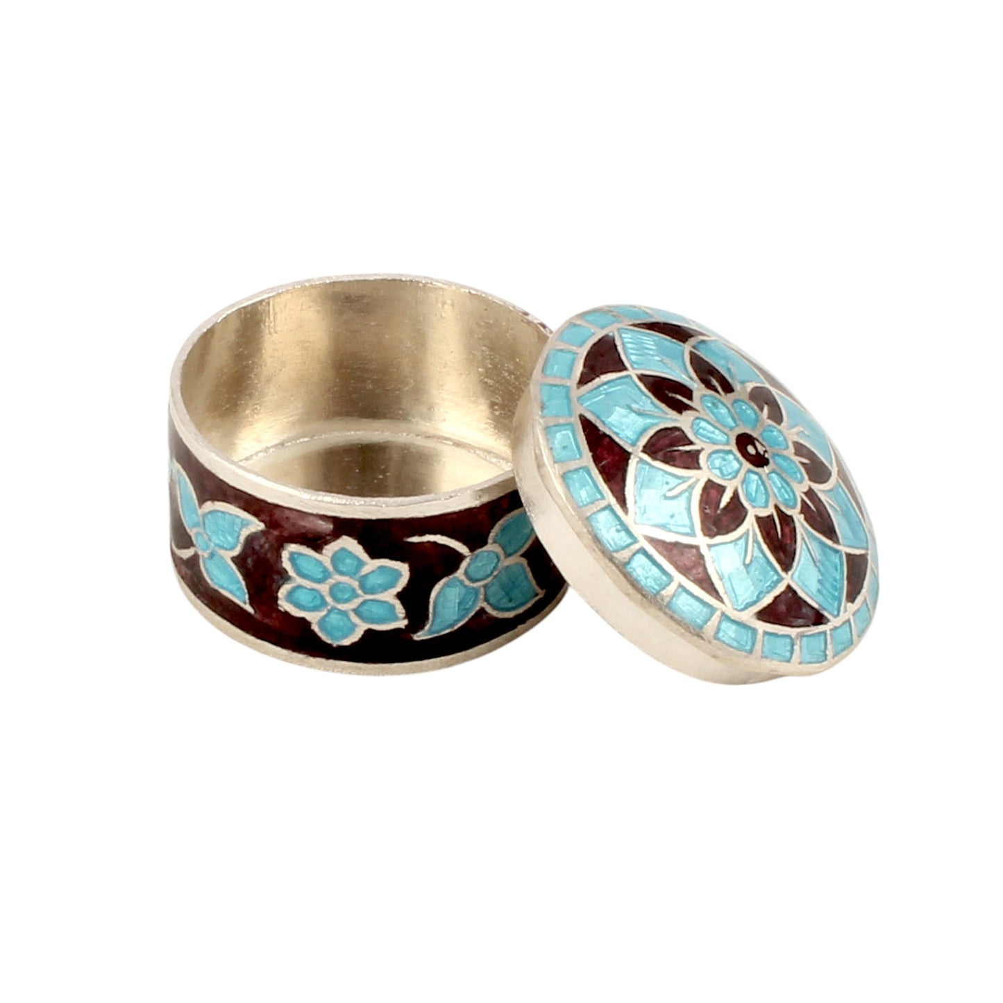 Enamel Floral Silver Box 925 Sterling Silver Vintage Handmade Jewellery Box