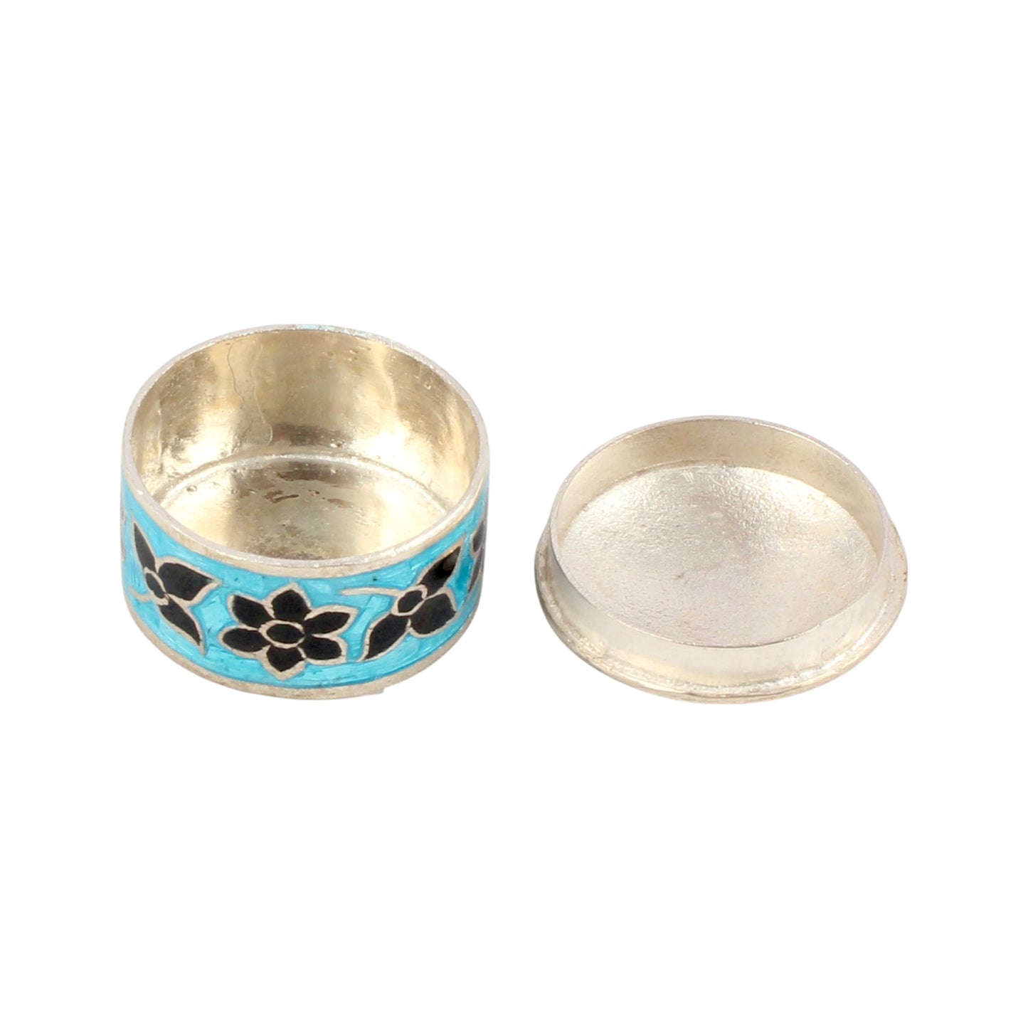 Floral Leaf Enamel Work Box 925 Sterling Silver Enamelled Jewelry