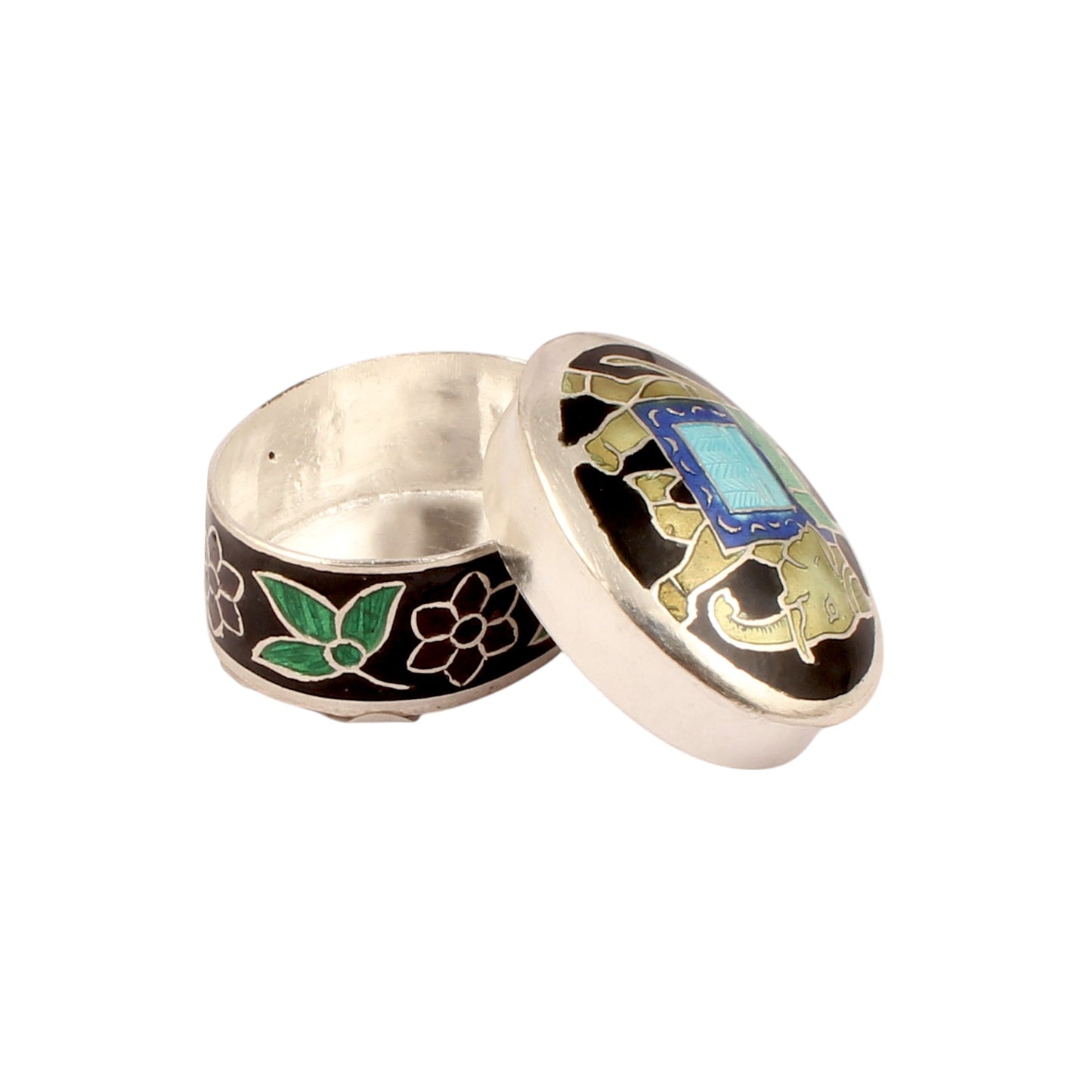 Elephant Enamel Work Box 925 Sterling Silver Jewelry Store Box