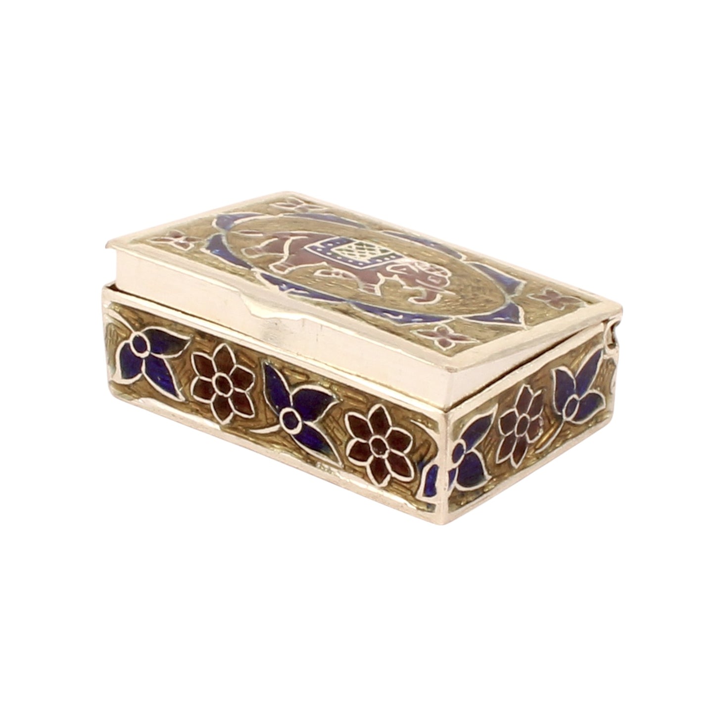 Elephant Enamel Work Box Made with 925 Sterling Silver Traditional Meenakari Store Box