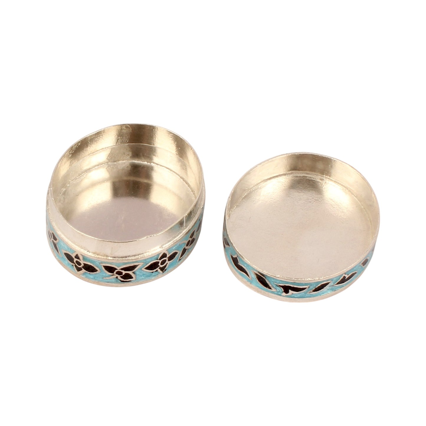 925 Sterling Silver Meenakari Work Floral Design Trinket Box Container Sindoor Box Brides Jewelry Gift For Women
