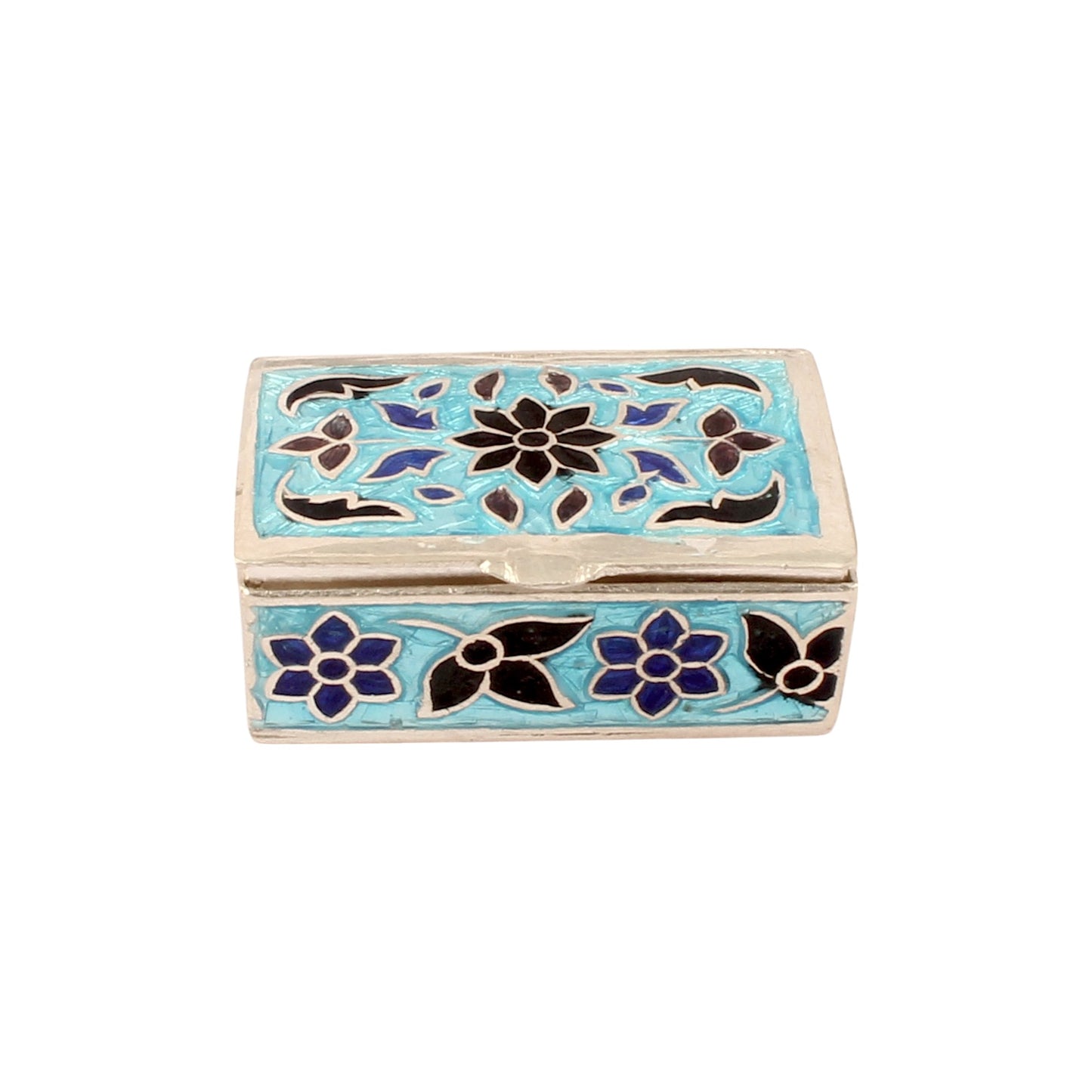 Enamel Floral Silver Box 925 Sterling Silver Vintage Handmade Jewellery Box