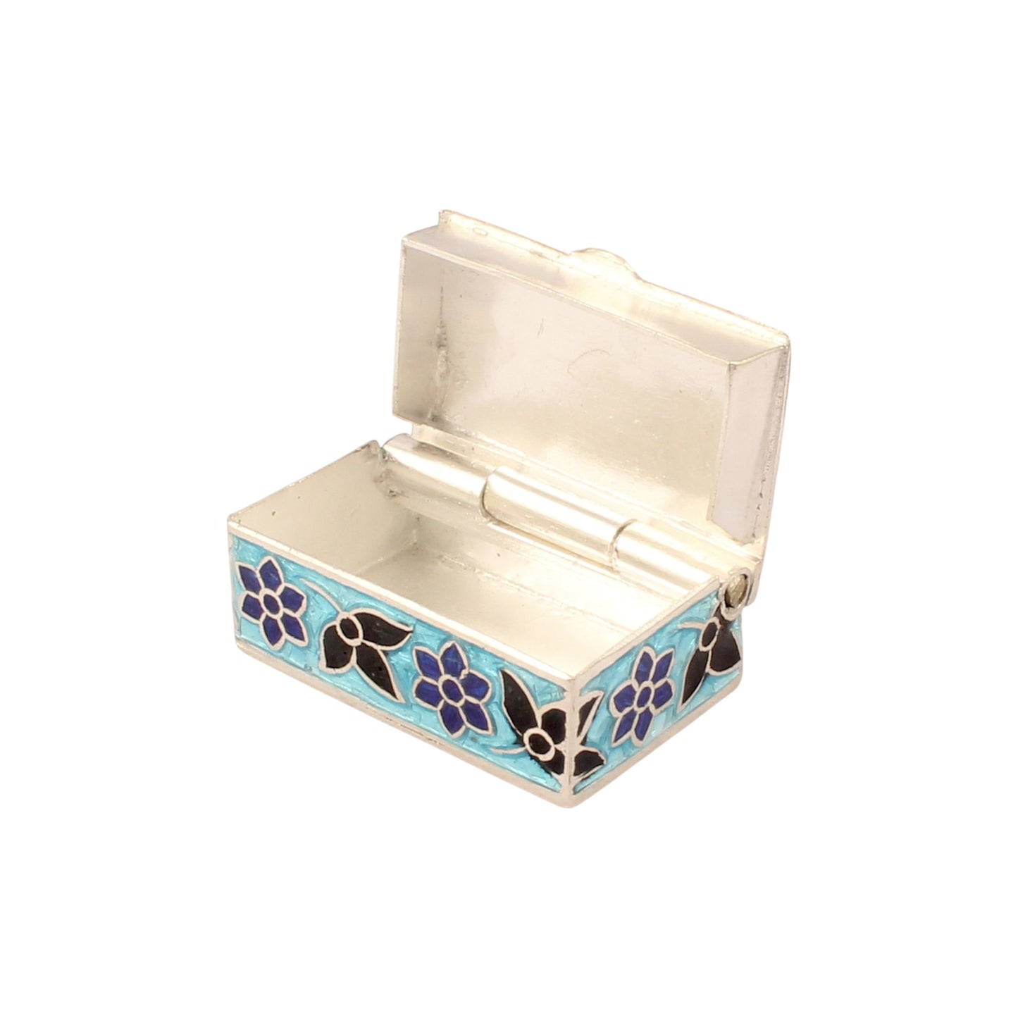 Enamel Floral Silver Box 925 Sterling Silver Vintage Handmade Jewellery Box