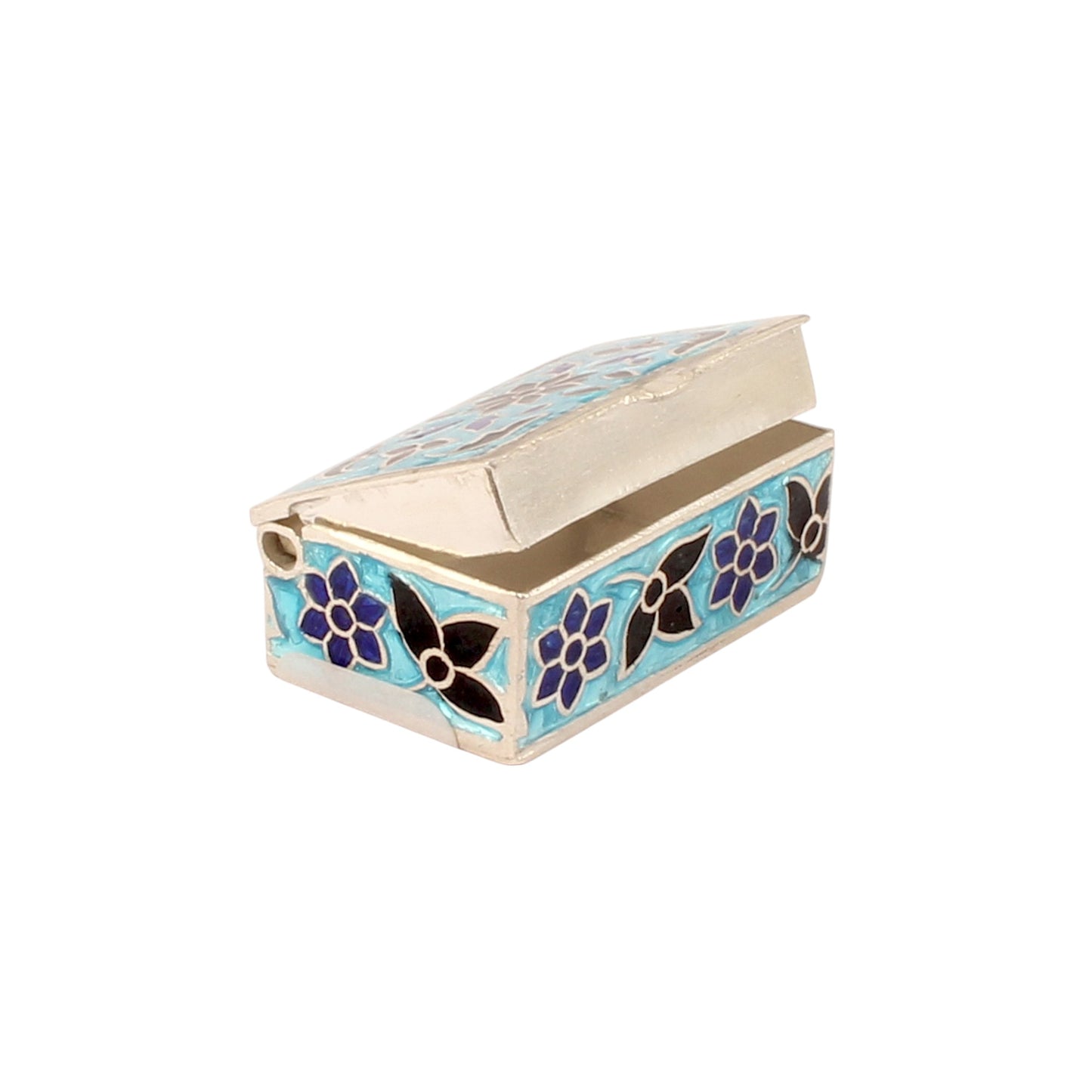 Enamel Floral Silver Box 925 Sterling Silver Vintage Handmade Jewellery Box