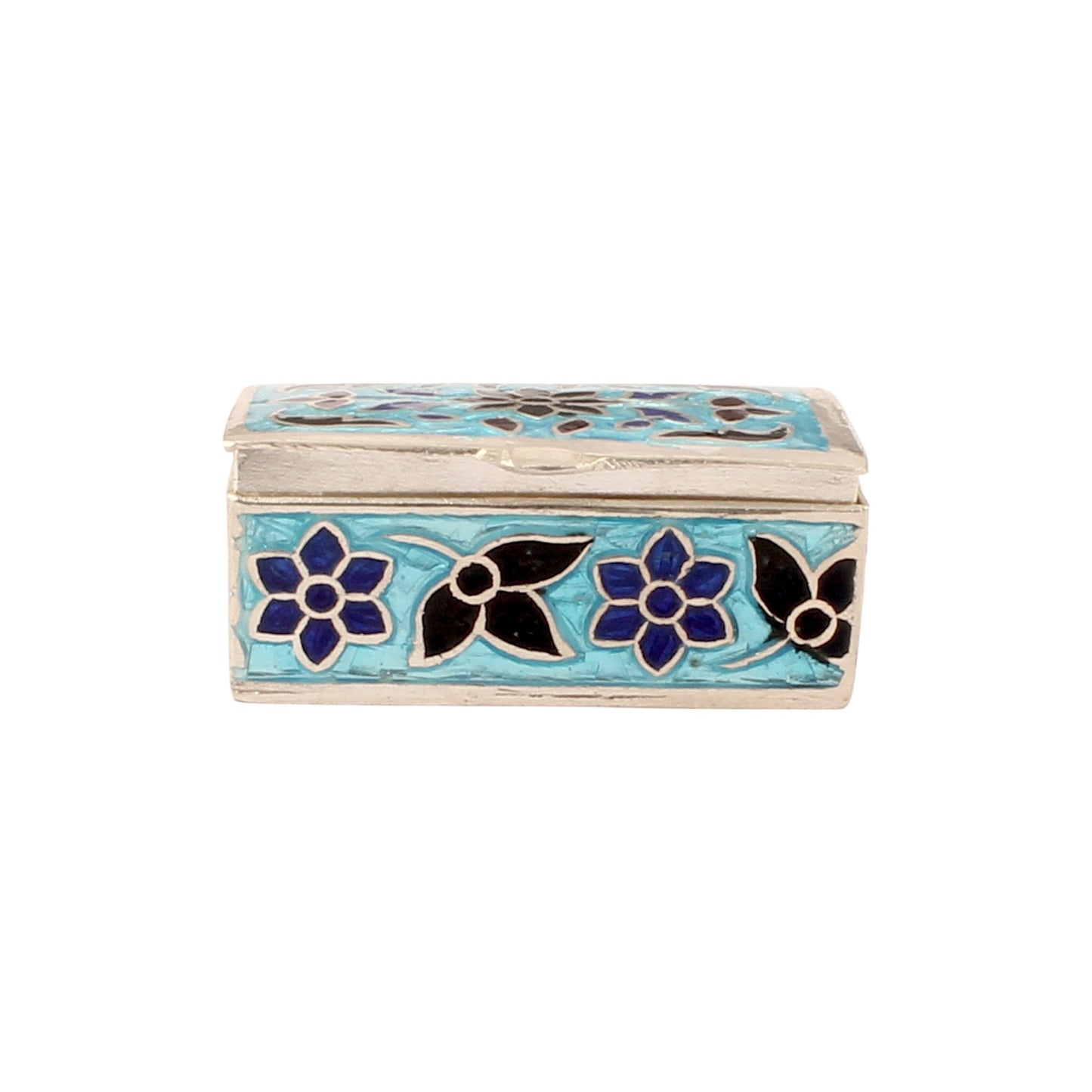 Enamel Floral Silver Box 925 Sterling Silver Vintage Handmade Jewellery Box