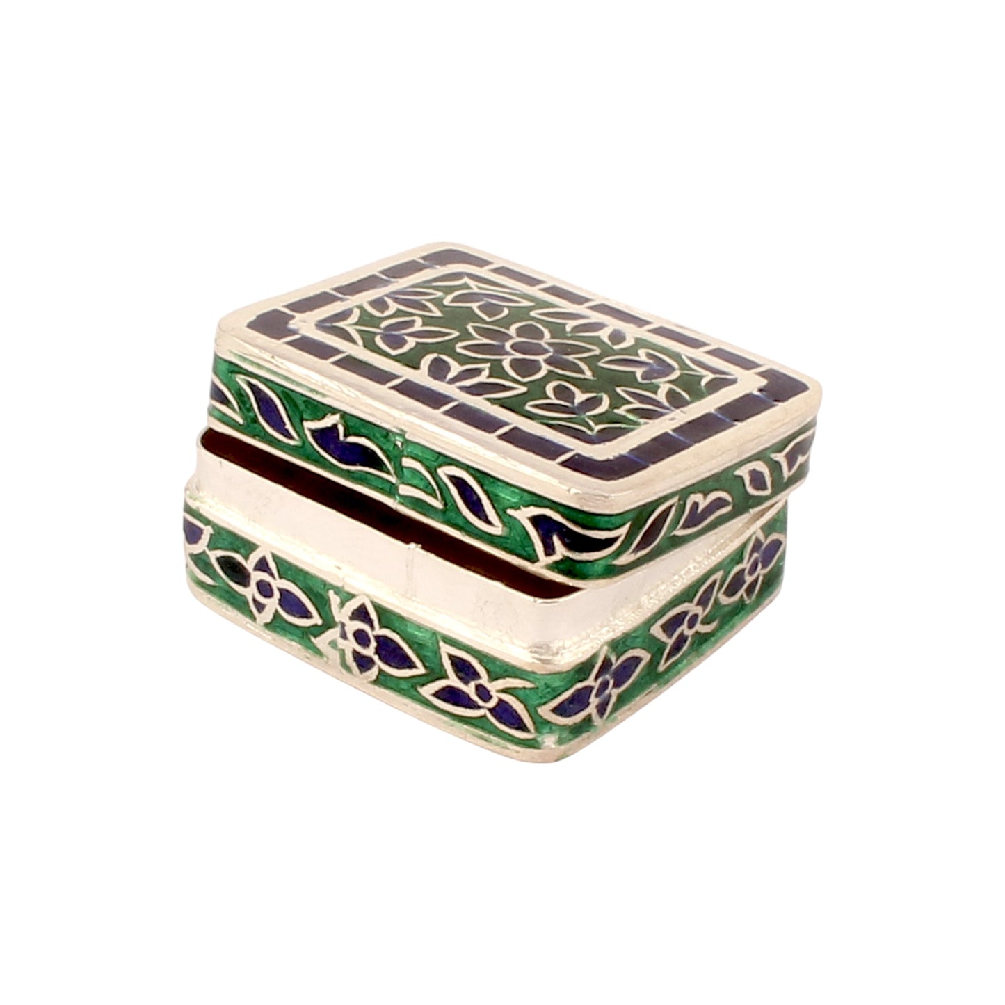 Enamel Floral Silver Box 925 Sterling Silver Handmade Vintage Jewellery Box