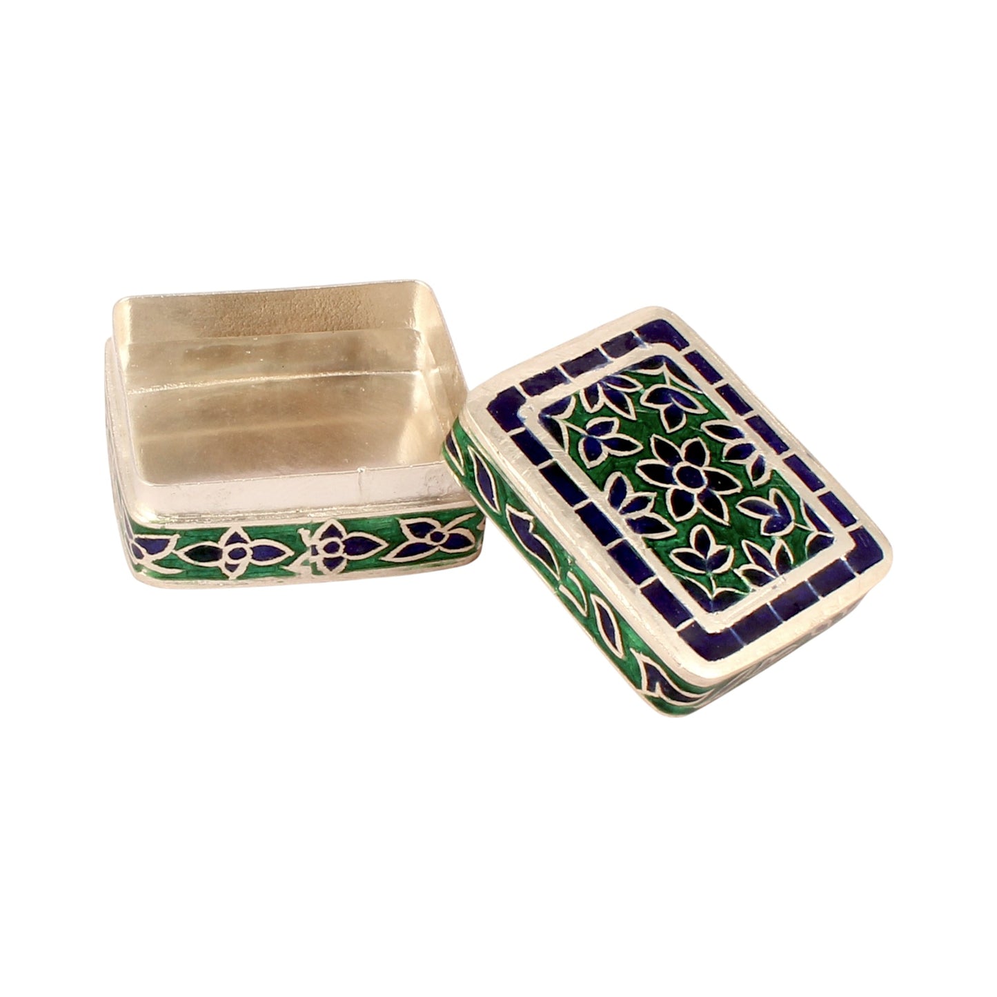Enamel Floral Silver Box 925 Sterling Silver Handmade Vintage Jewellery Box