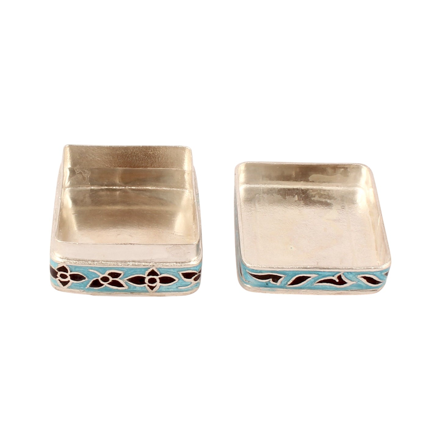 925 Sterling Silver Meenakari Work Floral Design Trinket Box Container Sindoor Box