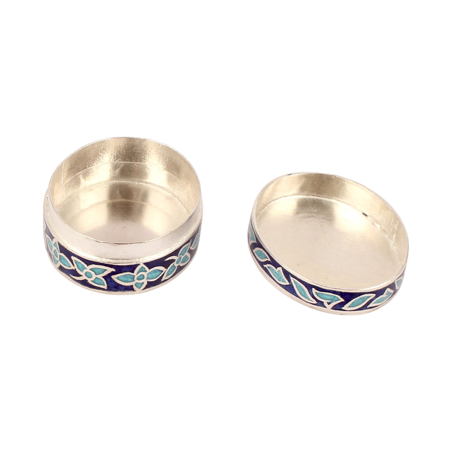 Meenakari Designer Floral Trinket Box Container Handmade 925 Sterling Silver Sindoor Box