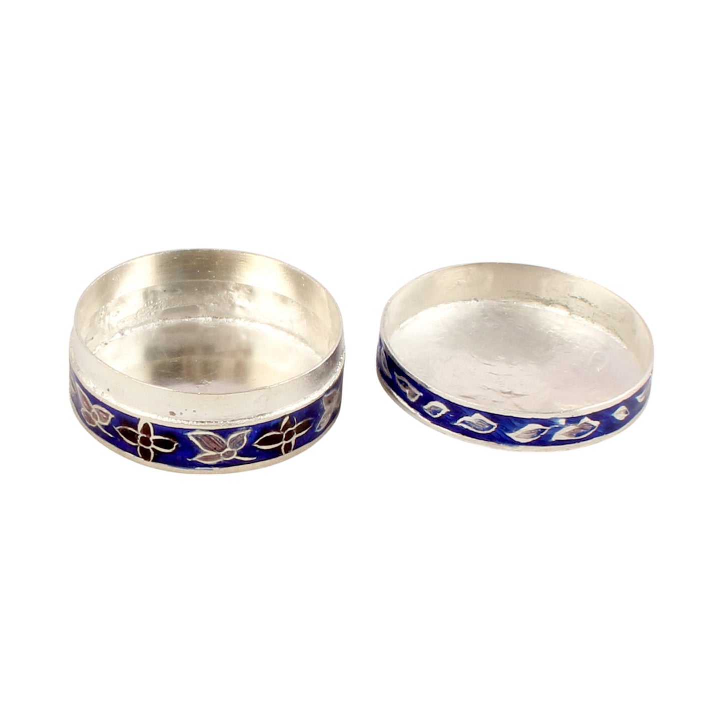 Handmade Floral Enamel Box 925 Sterling Silver Pill Box Trinket Box