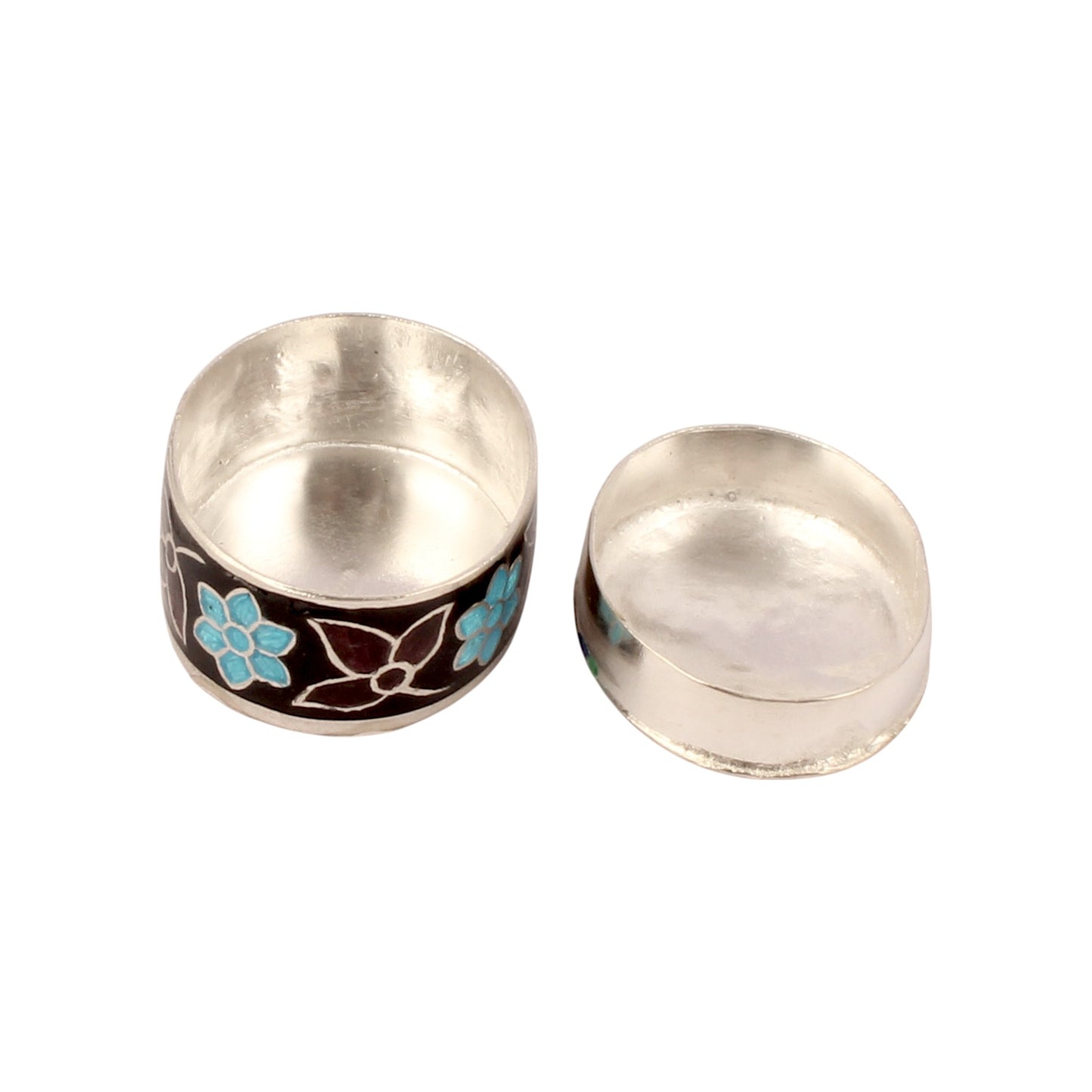Meenakari Work Elephant Trinket Box 925 Sterling Silver Handmade Container Sindoor Box