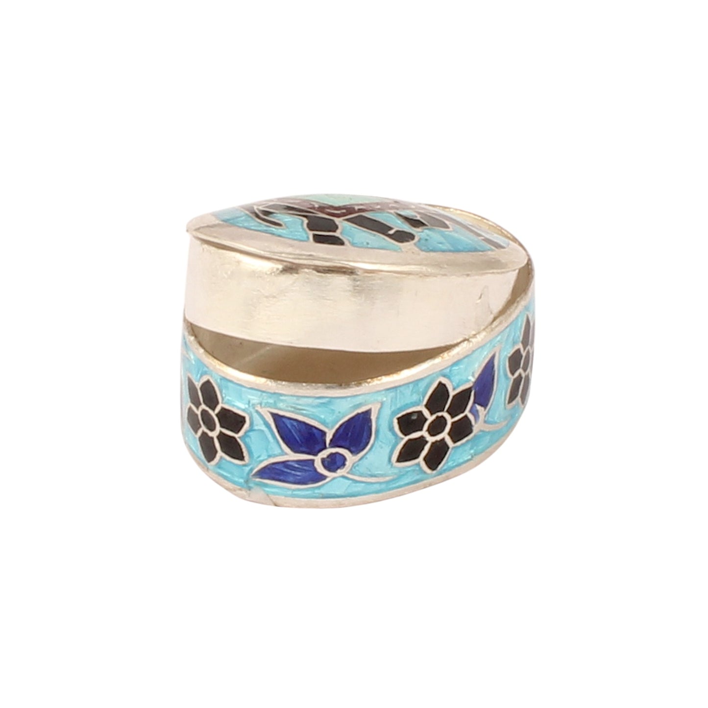 Elephant Enamel Work Box Made with 925 Sterling Silver Traditional Meenakari Store Box