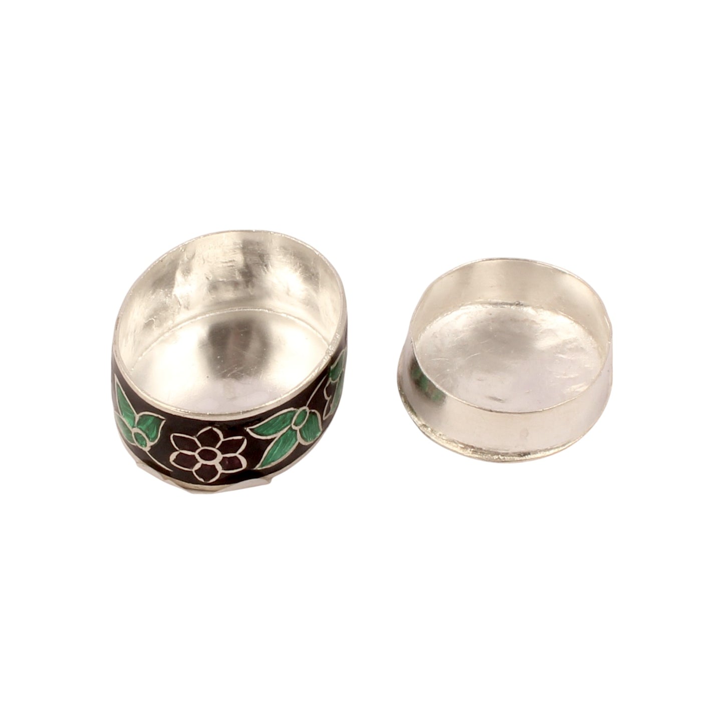 925 Sterling Silver Enamel Trinket Box Indian Elephant Pill Box