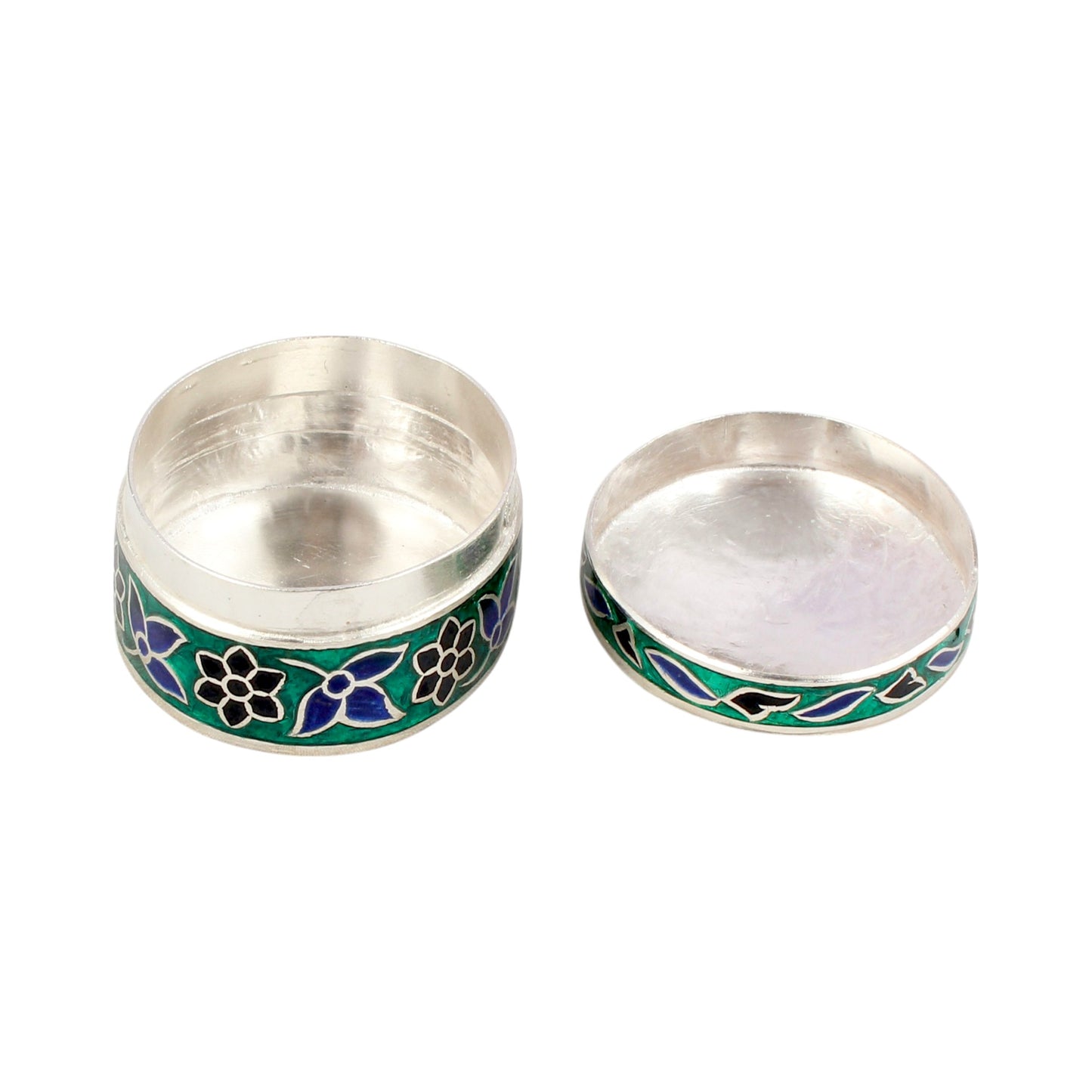 Floral Enamel Handmade Silver Box 925 Sterling Silver Vintage Handmade Jewelry