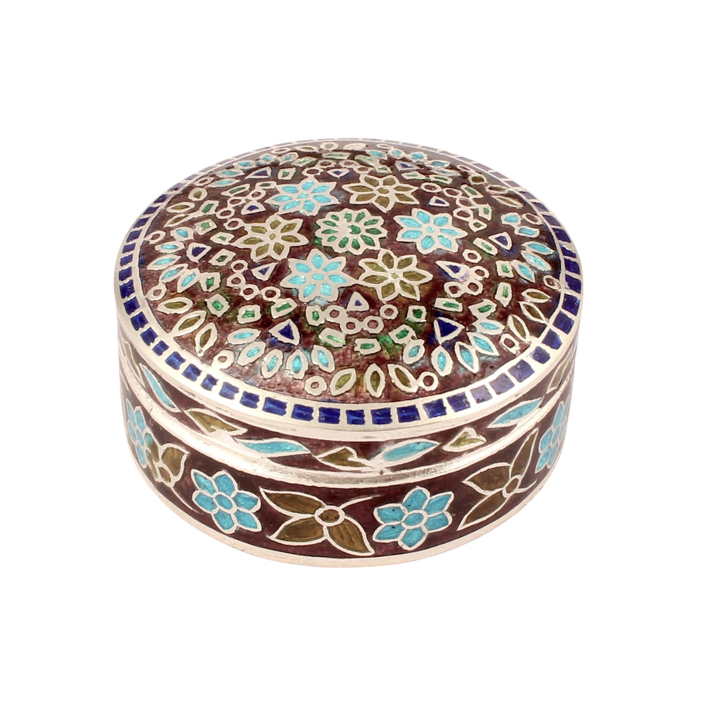 Floral Enamel Silver Box 925 Sterling Silver Vintage Handmade Jewelry Box