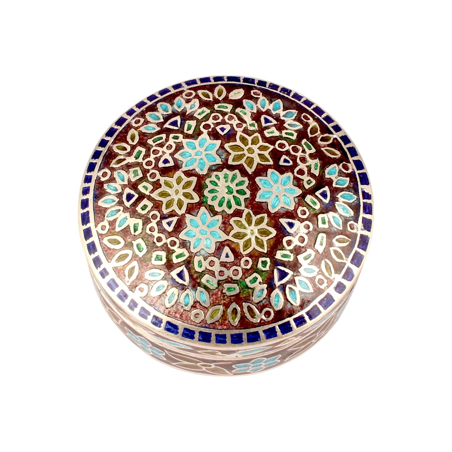 Floral Enamel Silver Box 925 Sterling Silver Vintage Handmade Jewelry Box