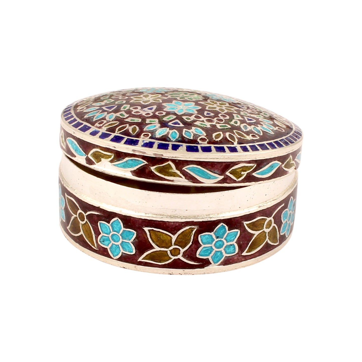 Floral Enamel Silver Box 925 Sterling Silver Vintage Handmade Jewelry Box
