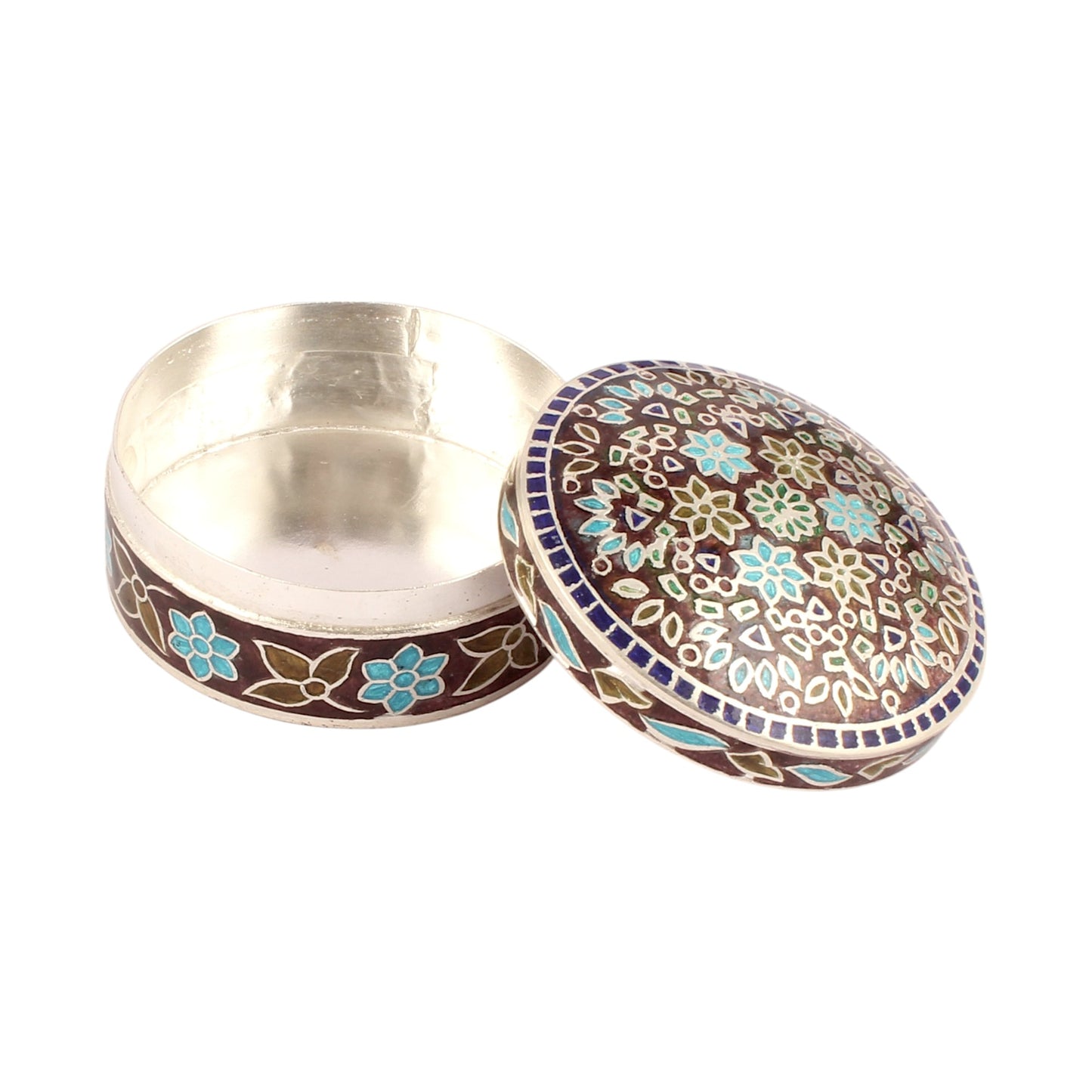 Floral Enamel Silver Box 925 Sterling Silver Vintage Handmade Jewelry Box