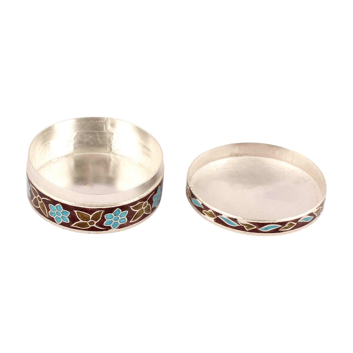 Floral Enamel Silver Box 925 Sterling Silver Vintage Handmade Jewelry Box