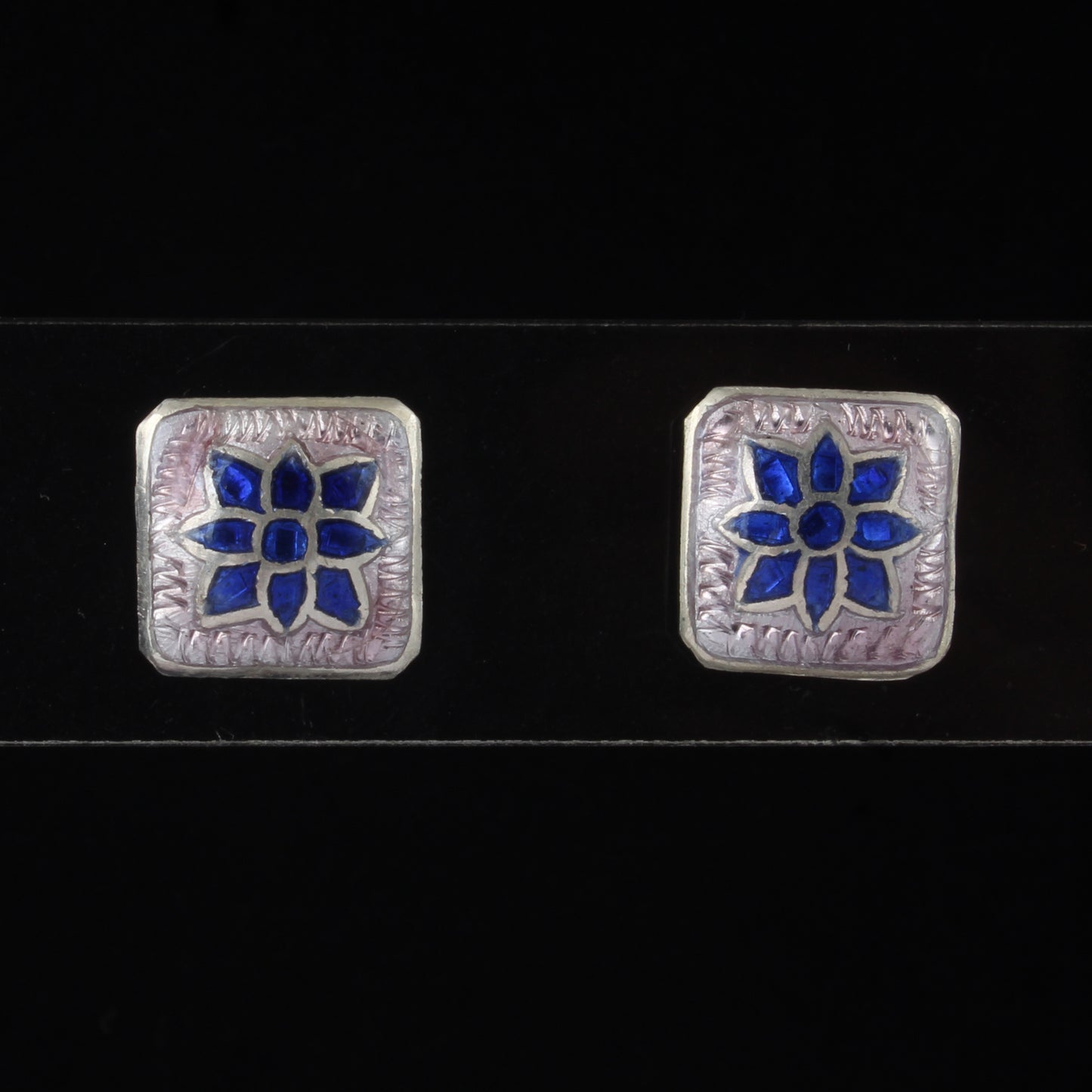 Floral Enamel Silver Stud Earrings Solid 925 Sterling Silver Earrings Ear Wire Colorful Enamel Earrings