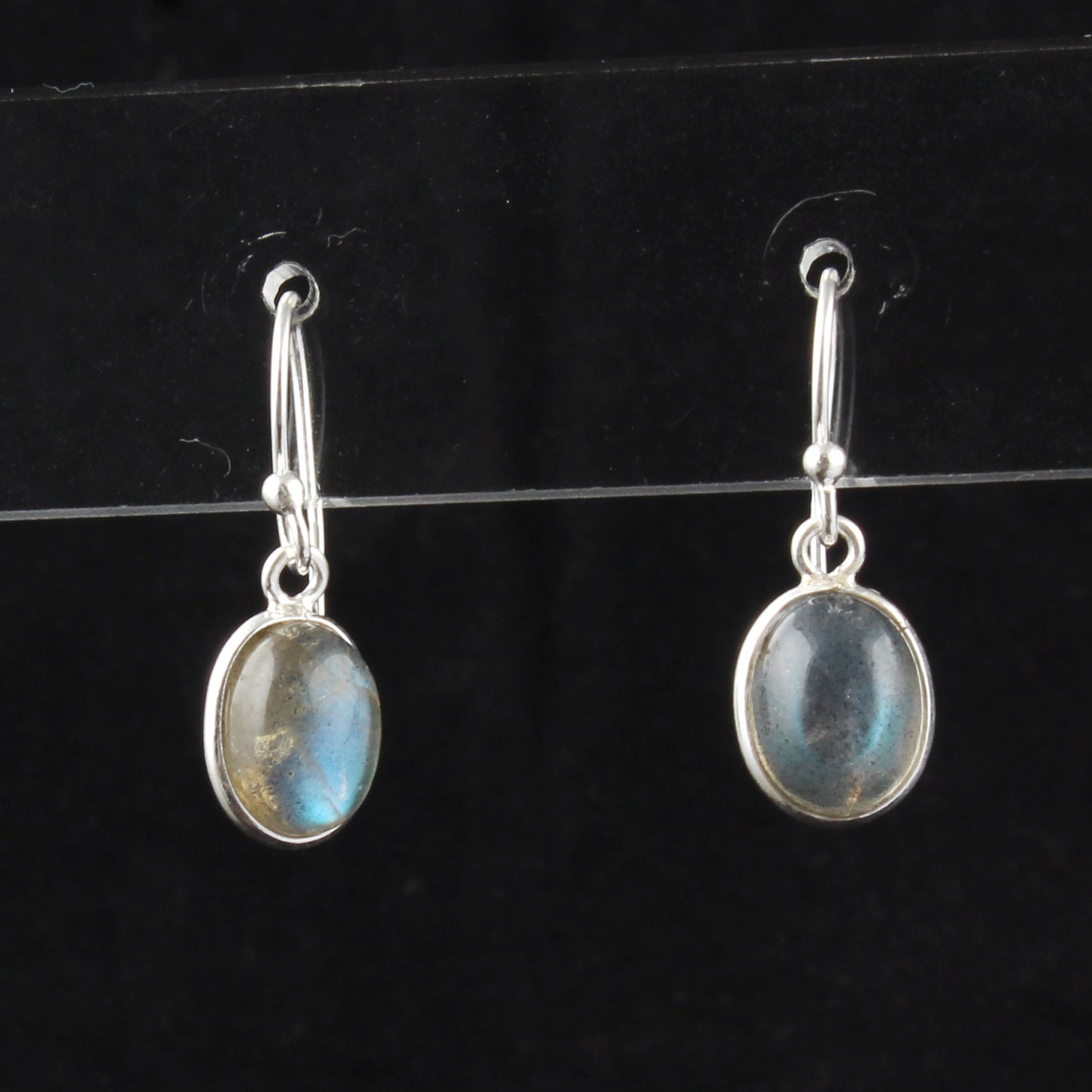 Natural Labradorite Earrings Handmade Bezel 925 Sterling Silver Oval Gemstone Earrings Jewelry