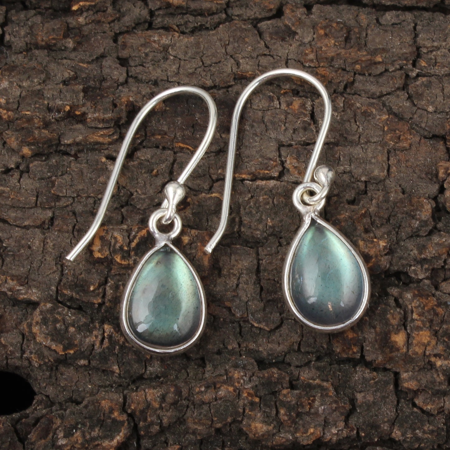 Natural Labradorite Earrings Handmade Bezel 925 Sterling Silver Pear Gemstone Earrings Valentine's Gift For Her