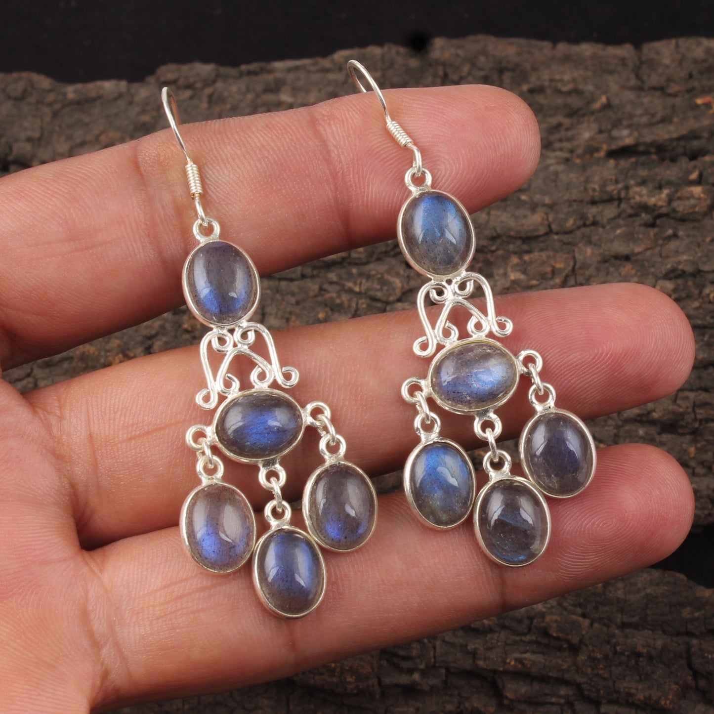 Chandelier Labradorite Earrings Handmade 925 Sterling Silver Earrings Natural Gemstone Long Earrings