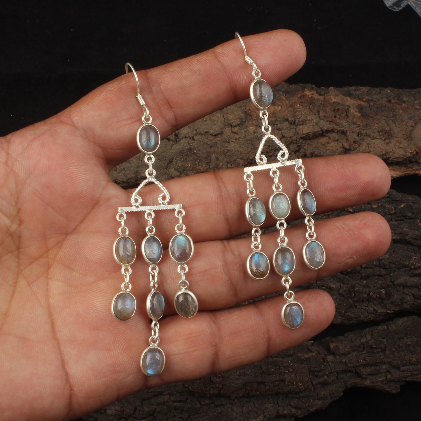 Chandelier Labradorite Earrings Handmade 925 Sterling Silver Long Dangle Earrings Natural Gemstone Jewelry