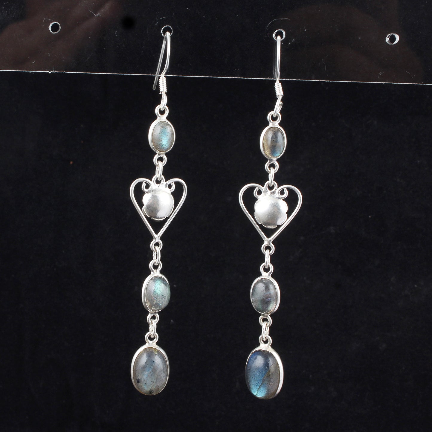Long Labradorite Earrings Handmade 925 Sterling Silver Dangle Earrings Natural Gemstone Jewelry
