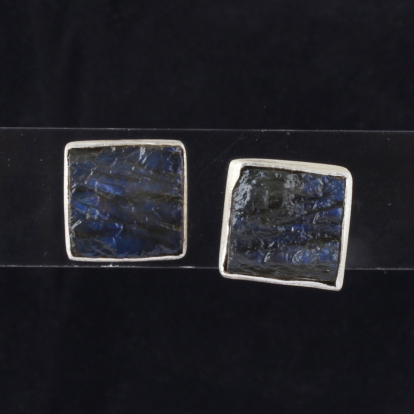 Rough Labradorite Stud Earrings with Matte Finish Handmade 925 Sterling Silver Natural Raw Gemstone Earrings