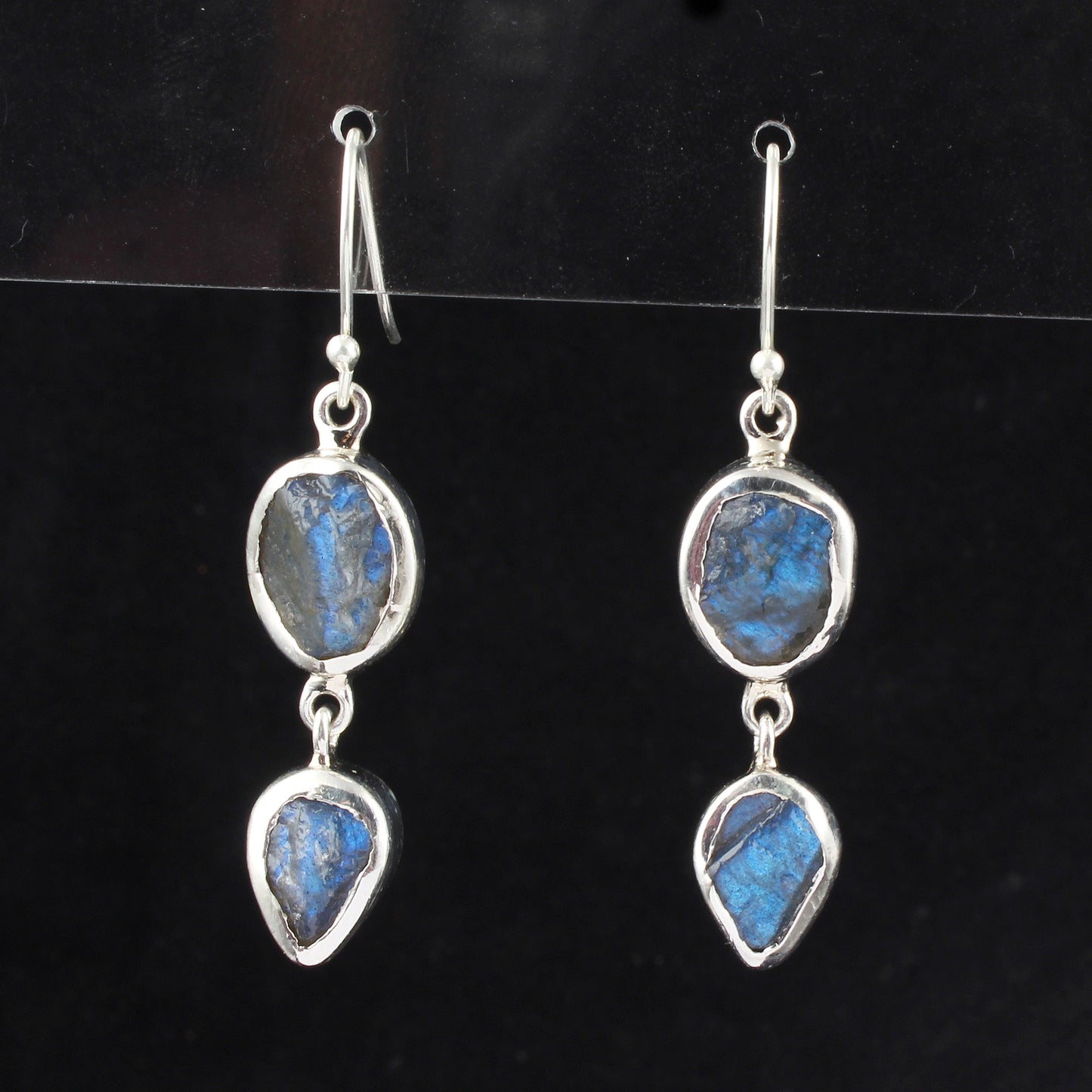 Rough Labradorite Crystal Earrings 925 Sterling Silver Natural Gemstone Earrings Handmade Dangle Drop Jewelry