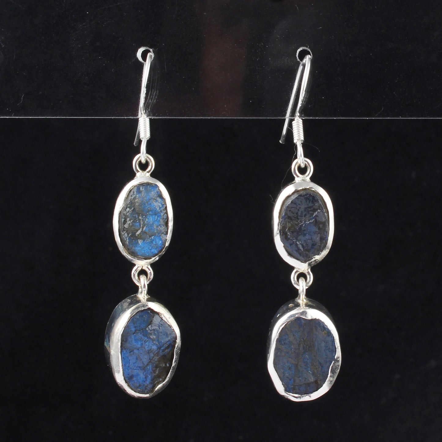 Labradorite Earrings 925 Sterling Silver Natural Rough Gemstone Earrings Handmade Dangle Drop Crystal Jewelry