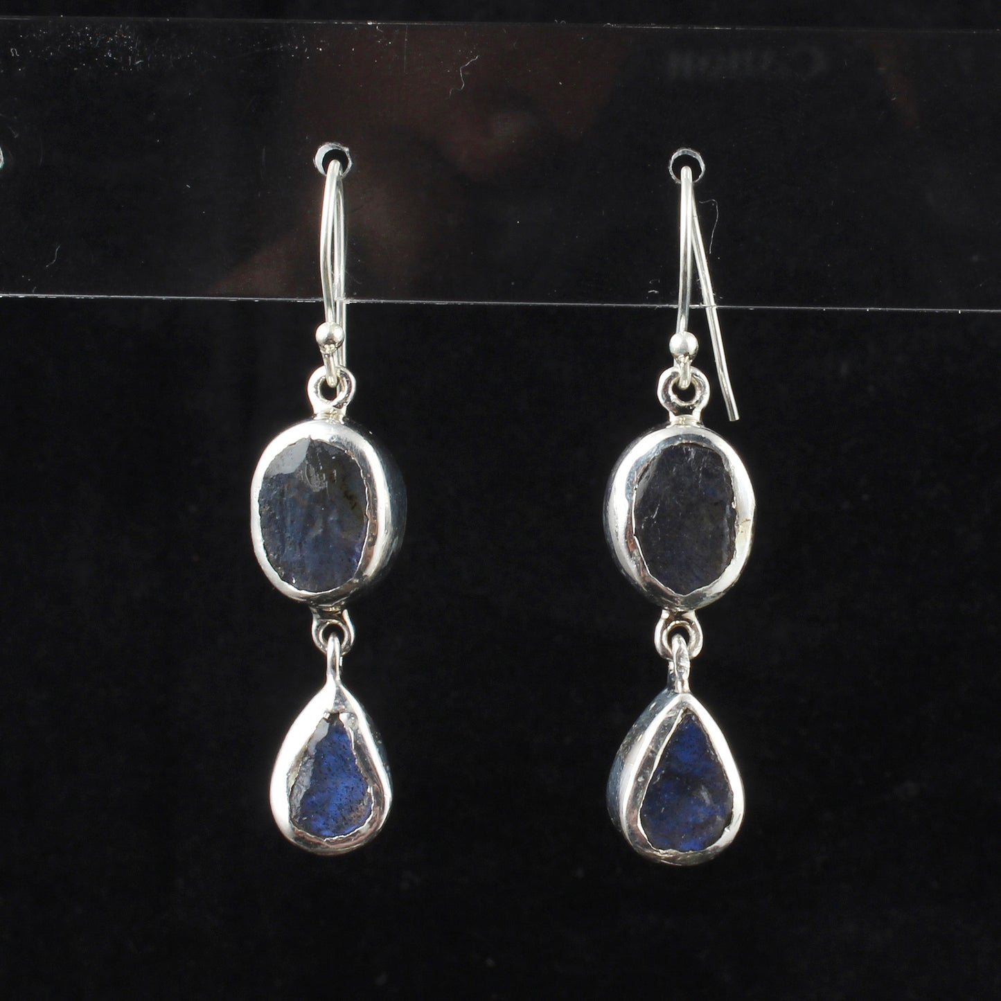Raw Labradorite Earrings 925 Sterling Silver Natural Rough Gemstone Earrings Handmade Dangle Drops Jewelry