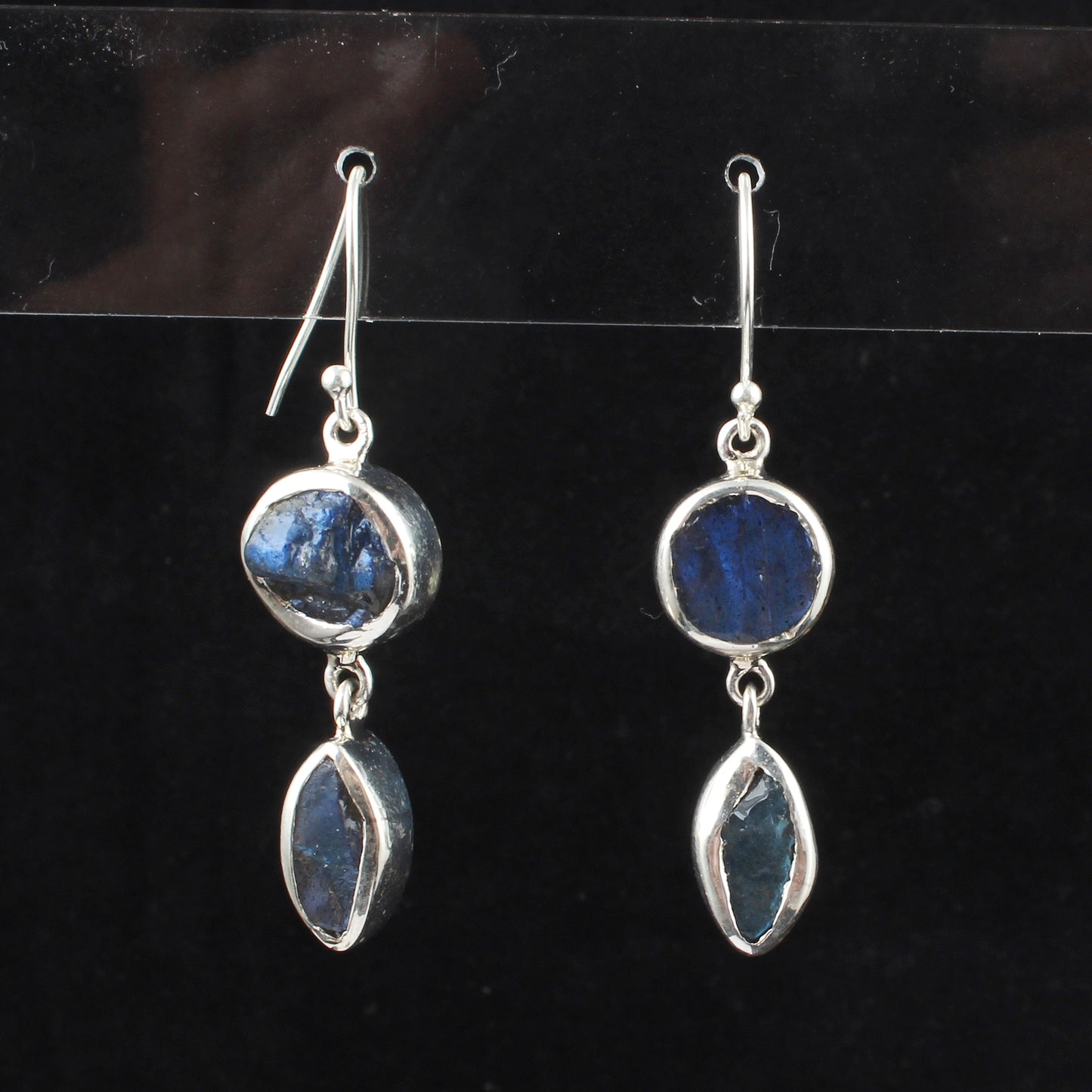 Natural Rough Labradorite Earrings Handmade 925 Sterling Silver Raw Healing Crystal Gemstone Earrings