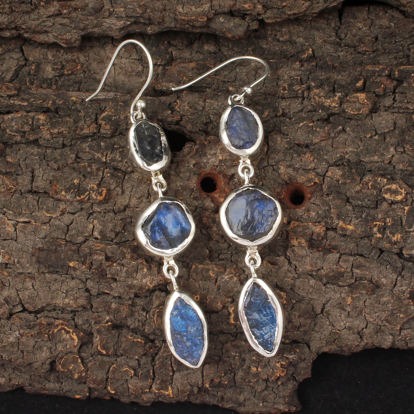 Labradorite Earrings 925 Sterling Silver Natural Gemstone Earrings Handmade Dangle Rough Crystal Jewelry