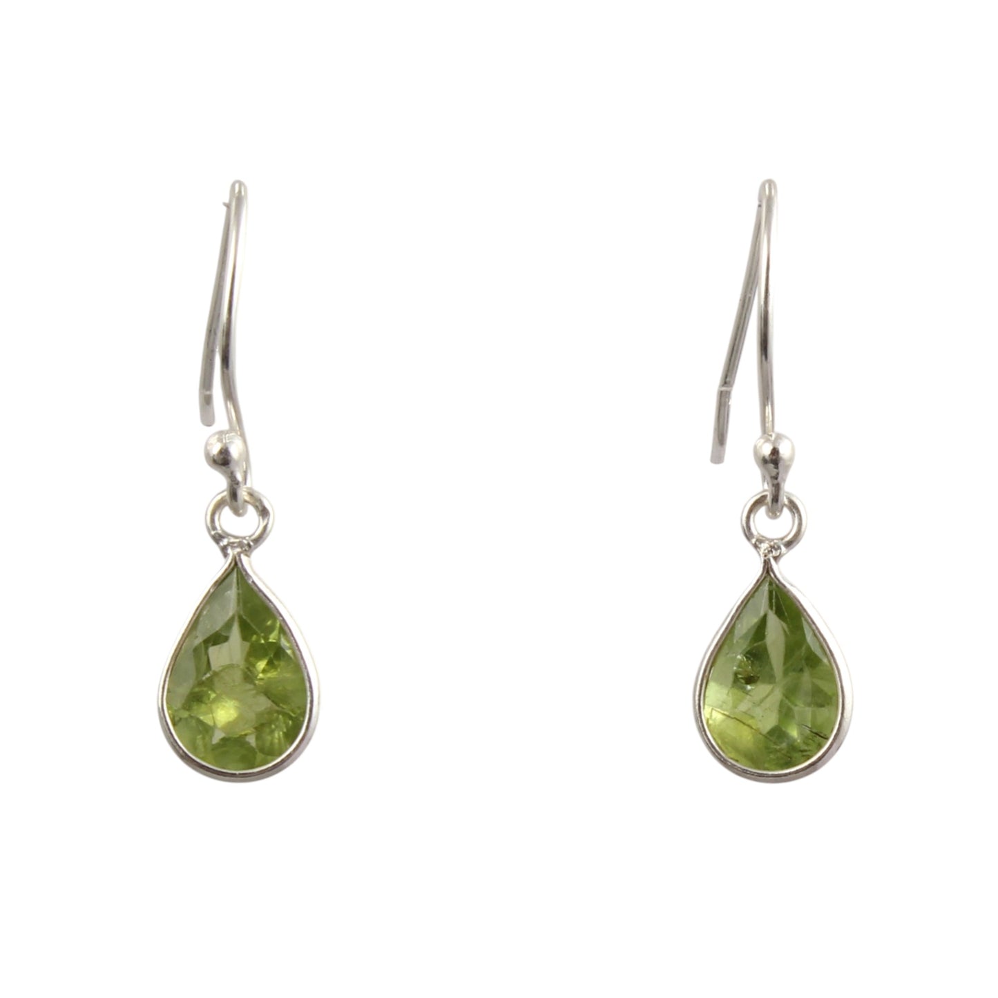 Pear Peridot Earrings 925 Sterling Silver Handmade Bezel Set August Birthstone Lightweight Earrings