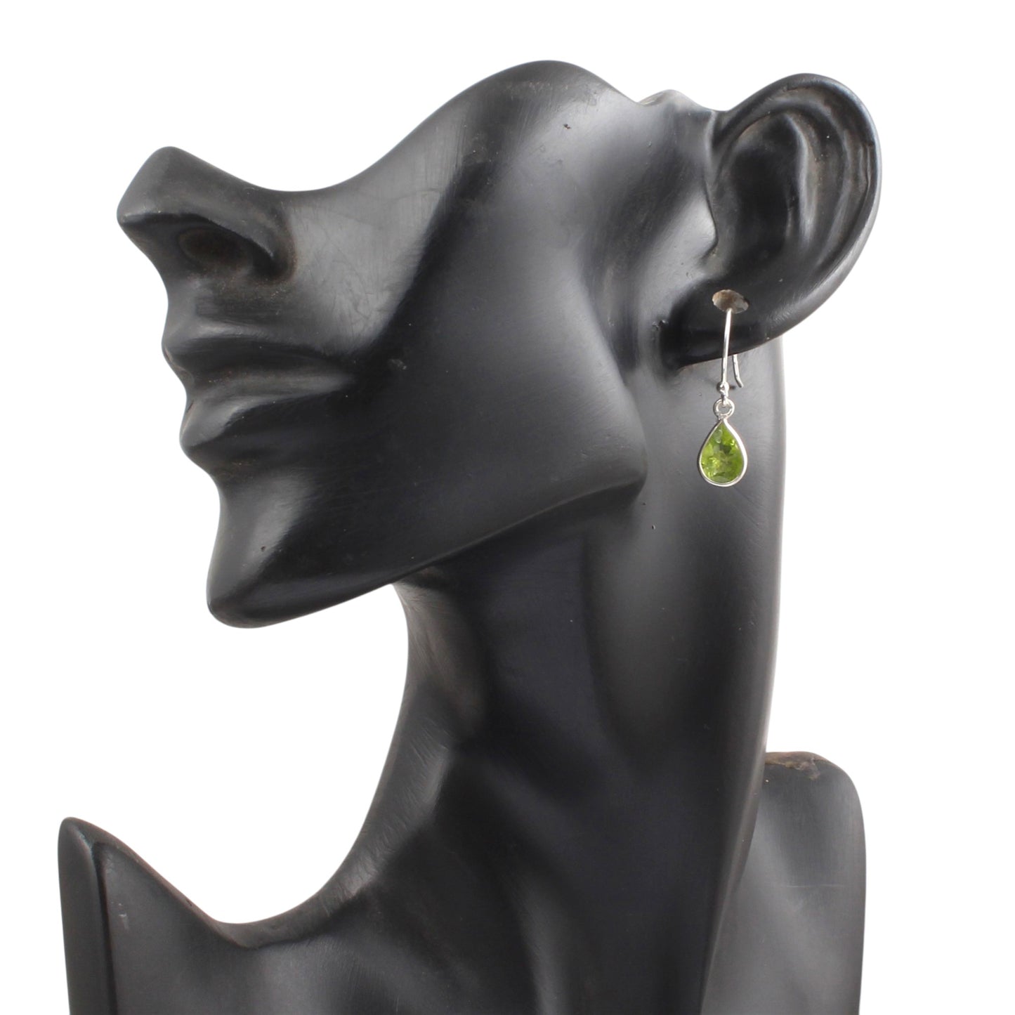 Pear Peridot Earrings 925 Sterling Silver Handmade Bezel Set August Birthstone Lightweight Earrings