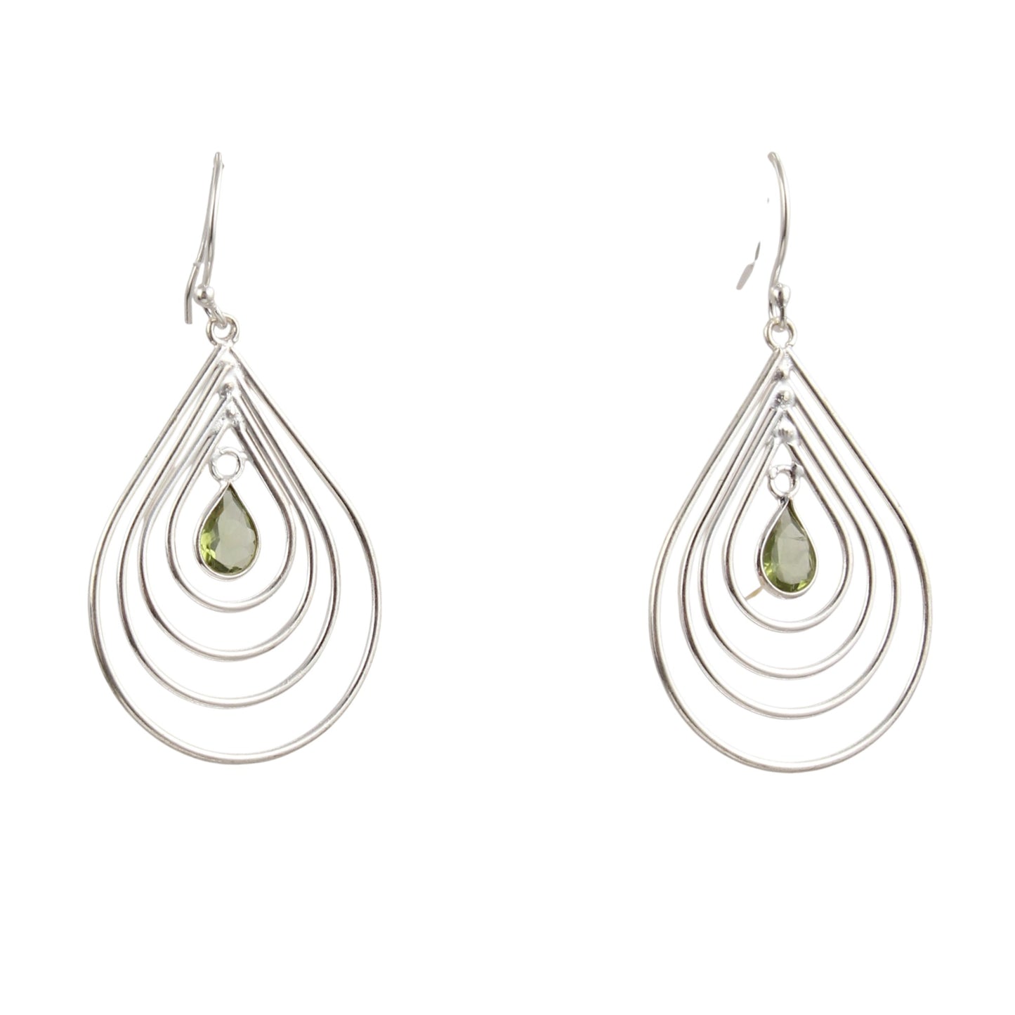 Multi Wire Design Peridot Earrings with 925 Sterling Silver Handmade Designer Dangle Gemstone Earrings