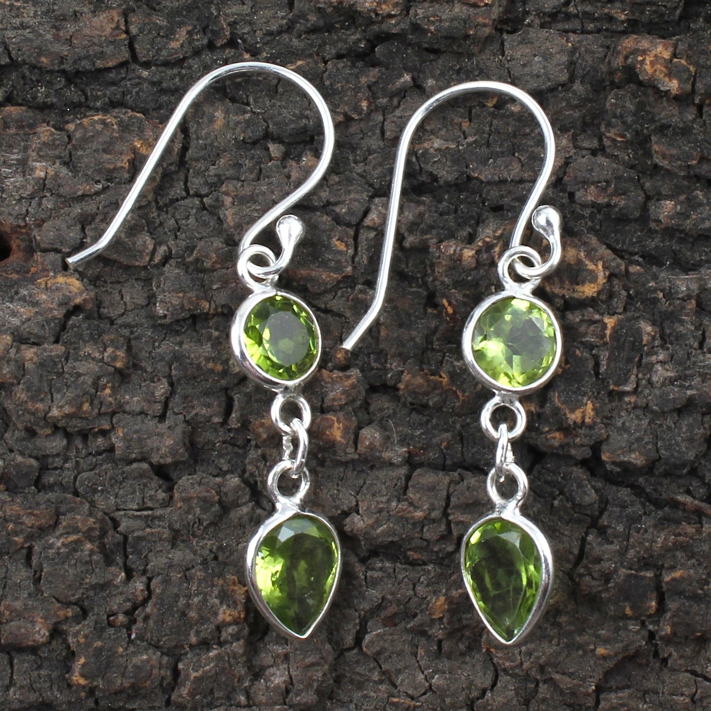 Natural Peridot Earrings 925 Sterling Silver Handmade Bezel Set August Birthstone Lightweight Earrings