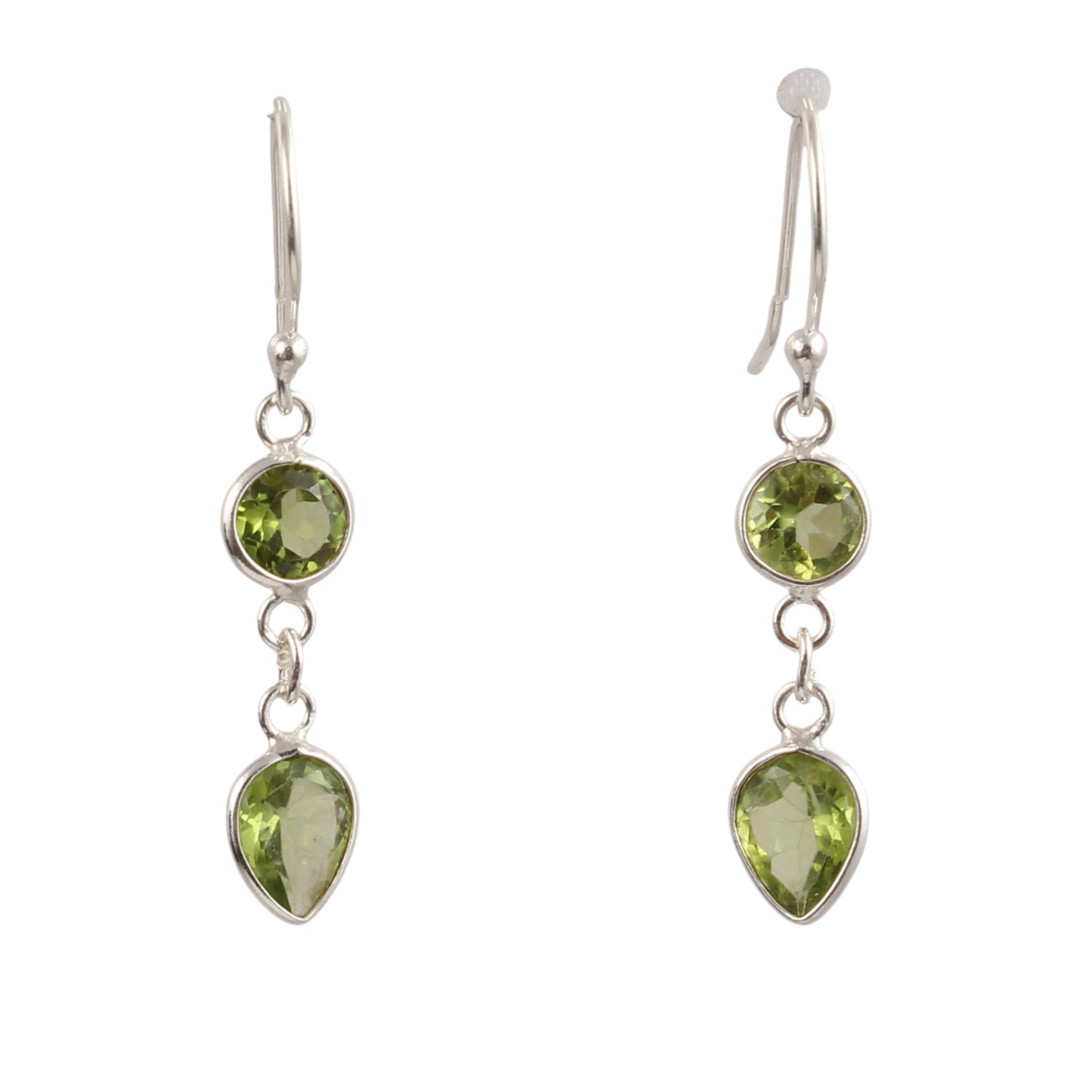 Natural Peridot Earrings 925 Sterling Silver Handmade Bezel Set August Birthstone Lightweight Earrings