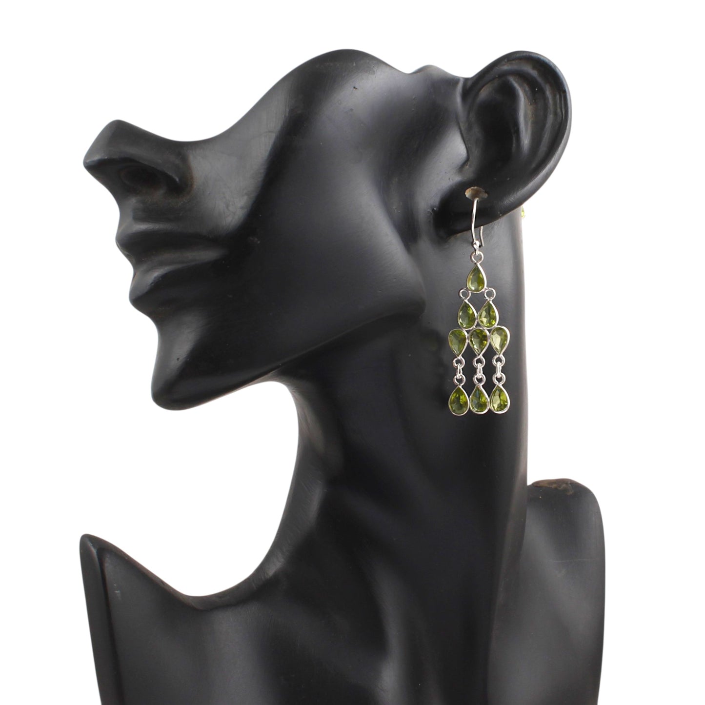 Ethnic Wear Chandelier Peridot Earrings Handmade 925 Sterling Silver Dangle Natural Gemstone Earrings