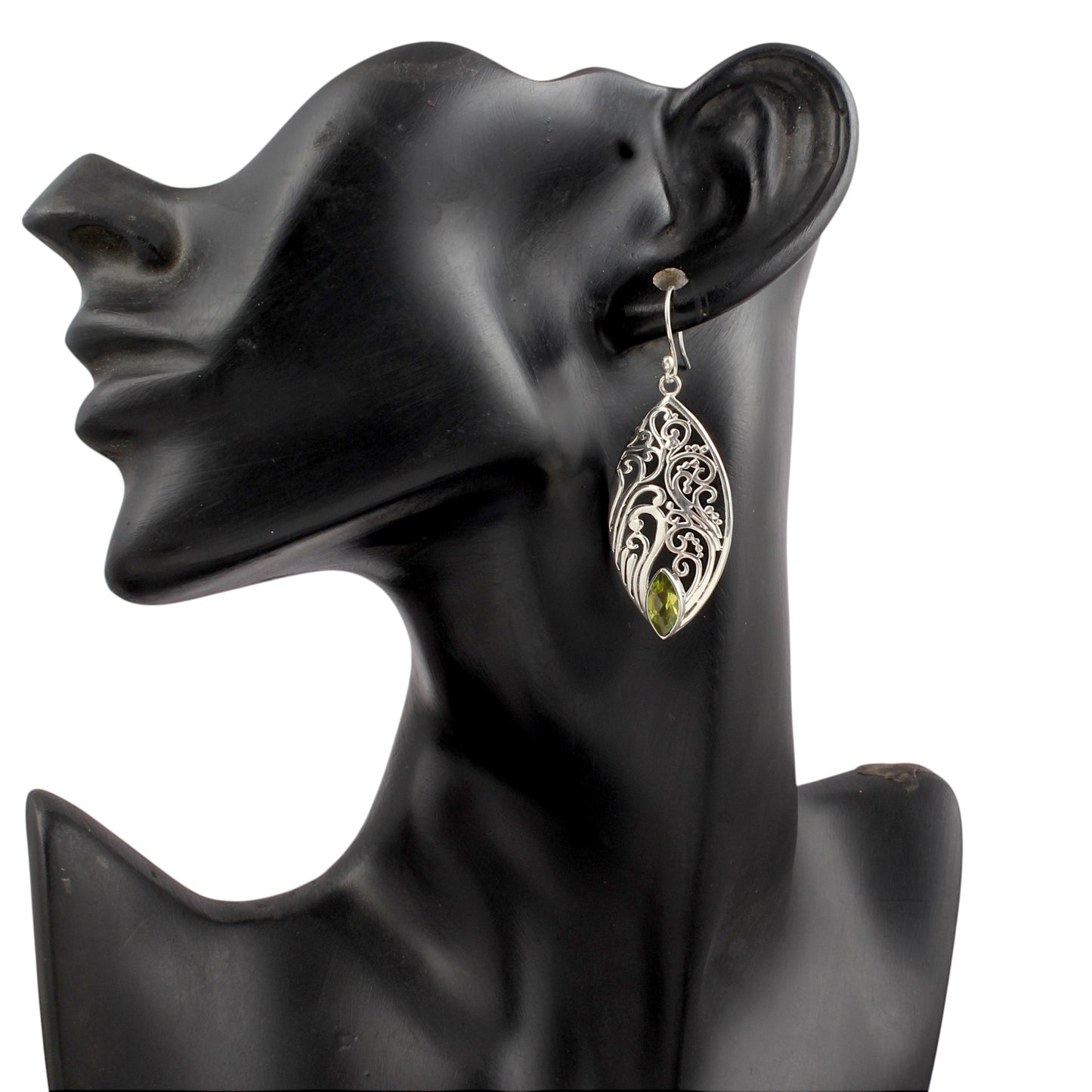 Peridot Earrings in 925 Sterling Silver Handmade Natural Gemstone Earrings Designer Marquise Shape Earrings
