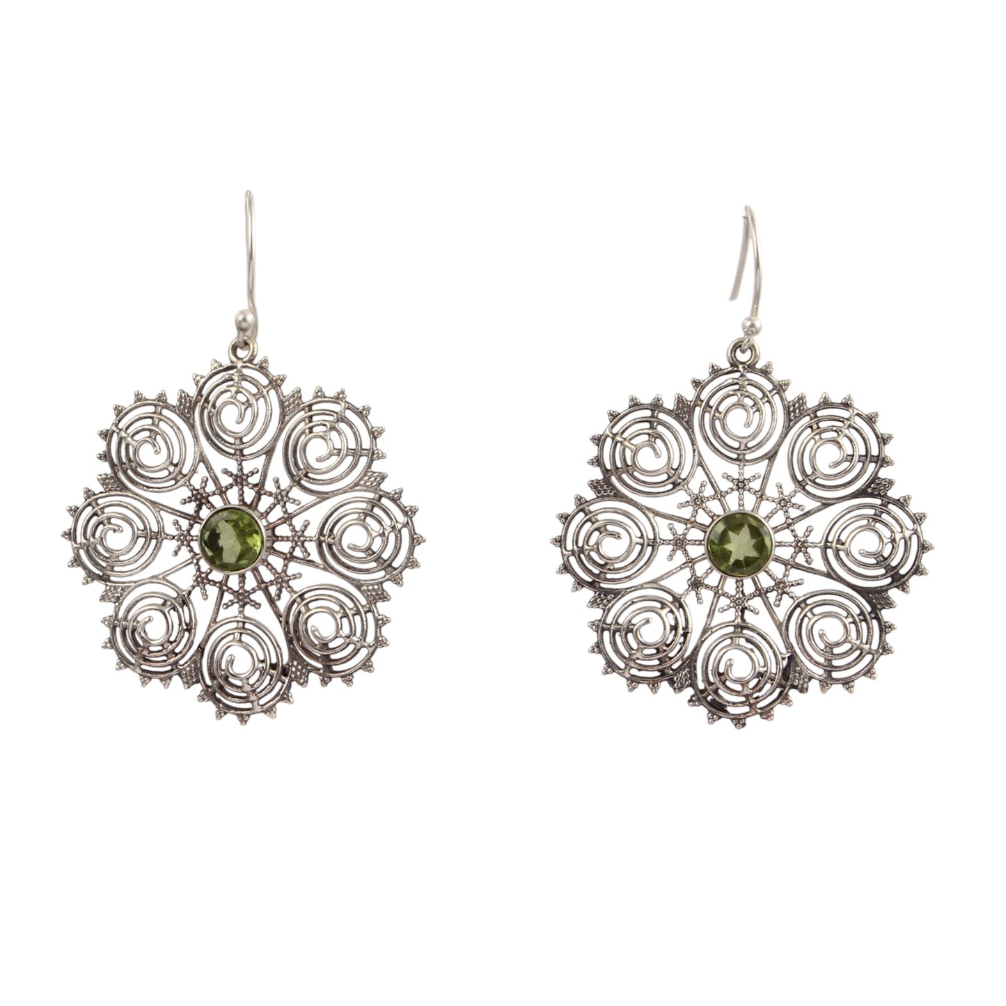 Boho Designer Peridot Earrings Handmade 925 Sterling Silver Dangle Natural Gemstone Earrings