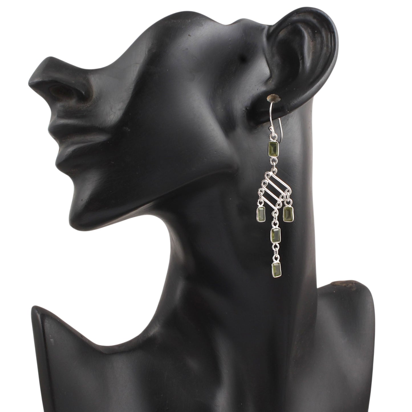 Statement Long Danglers Peridot Earrings Handmade 925 Sterling Silver Jewelry Birthstone Earrings