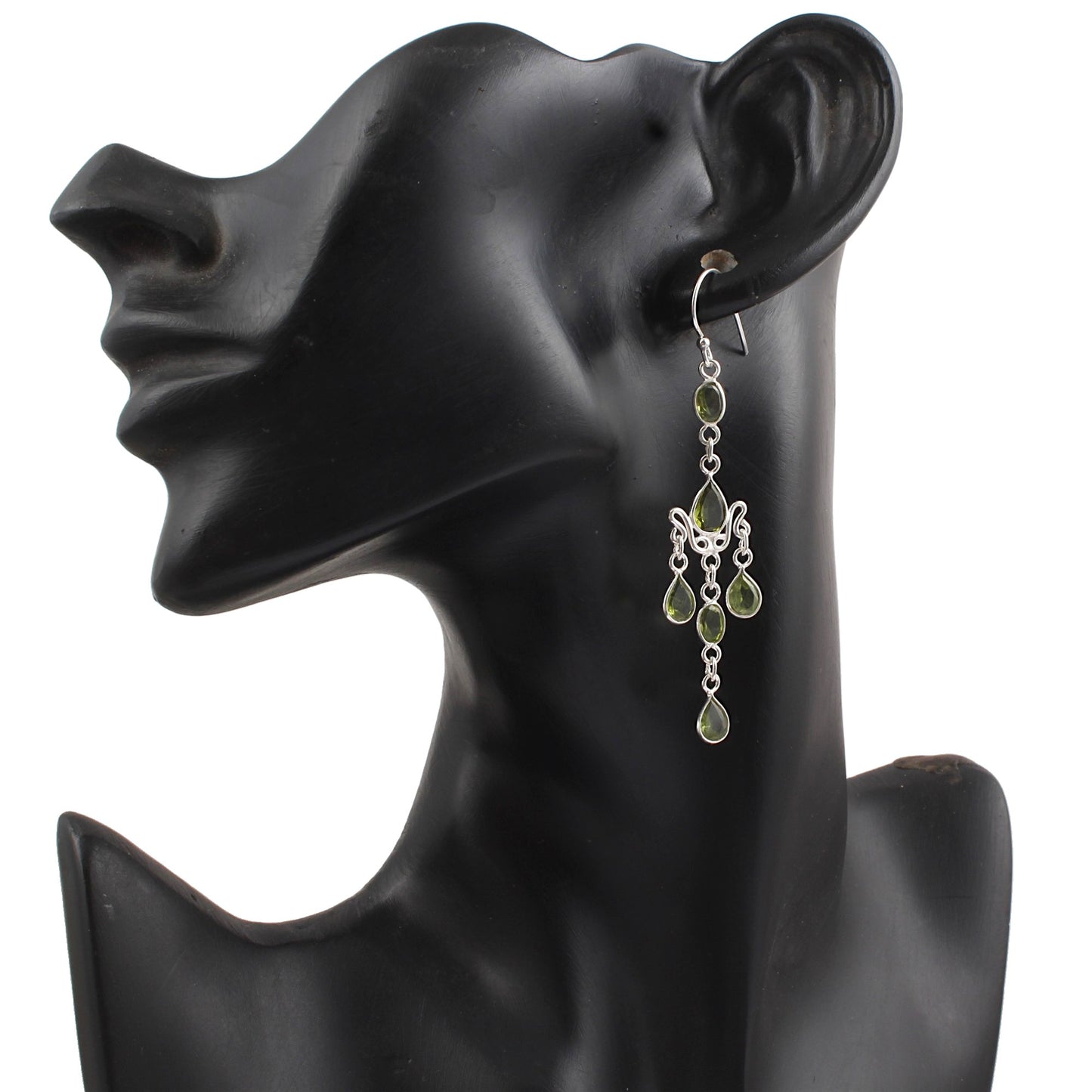 Statement Long Danglers Peridot Earrings Handmade 925 Sterling Silver Jewelry August Birthstone Earrings